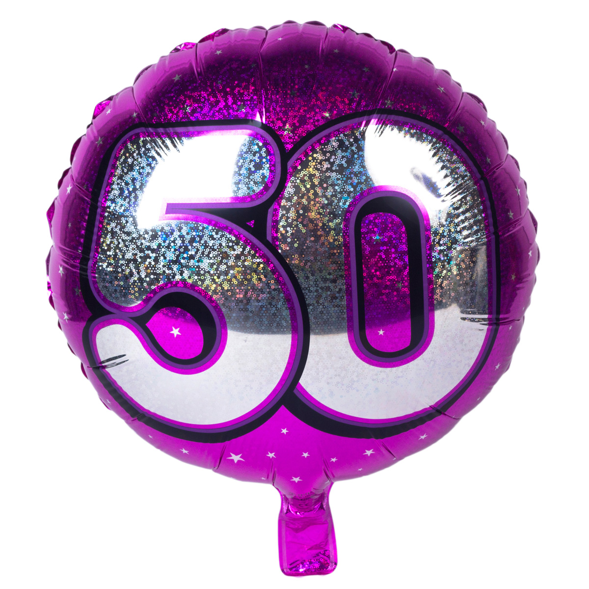 Holographic Pink Age 50 Foil Helium Balloon