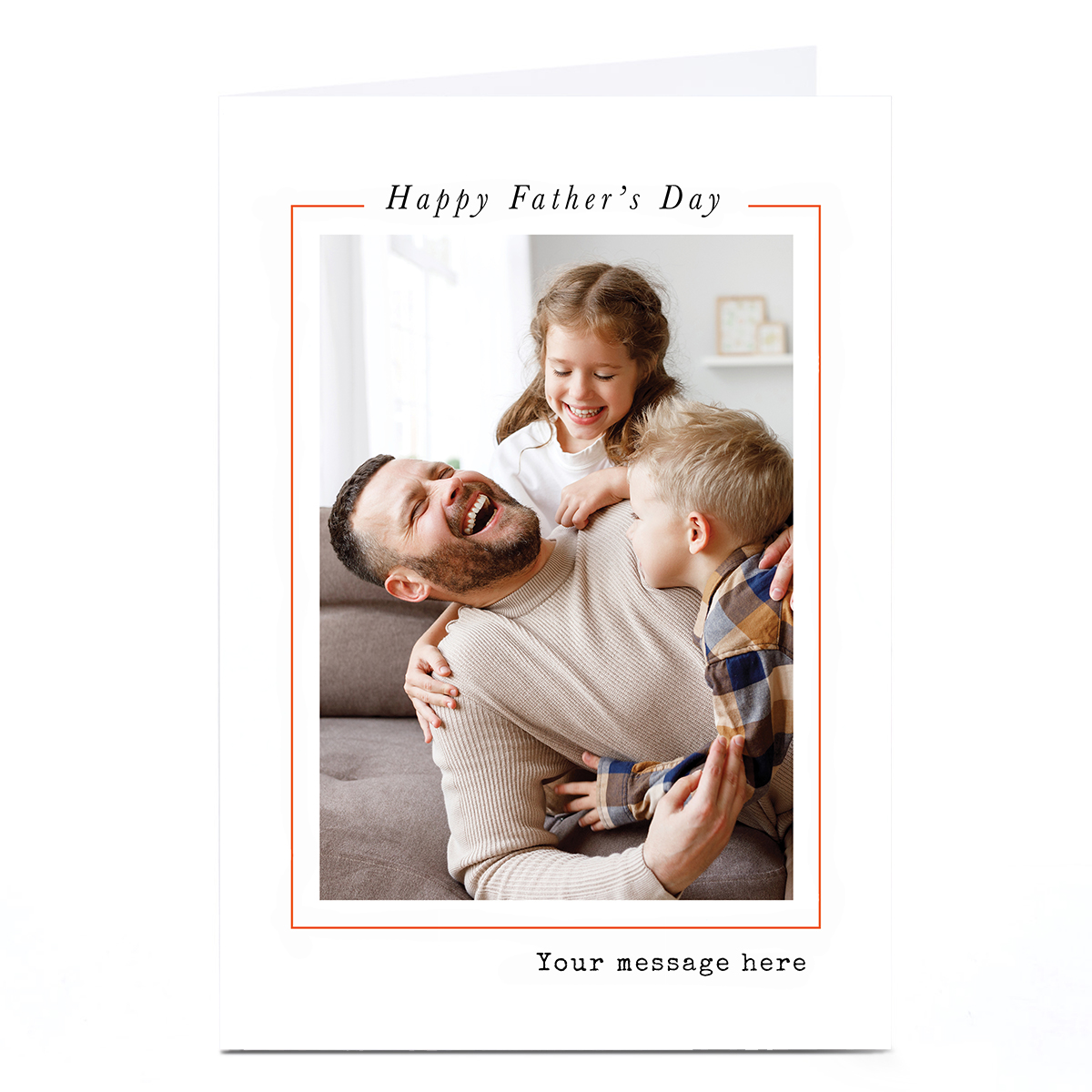 Photo Father's Day Card - Red Line Border, Any Message