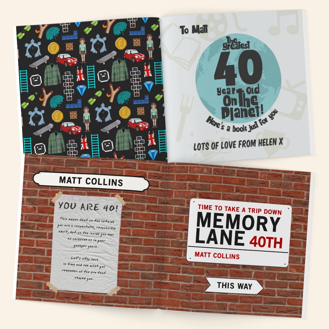 Personalised Book - Memory Lane 40th Birthday