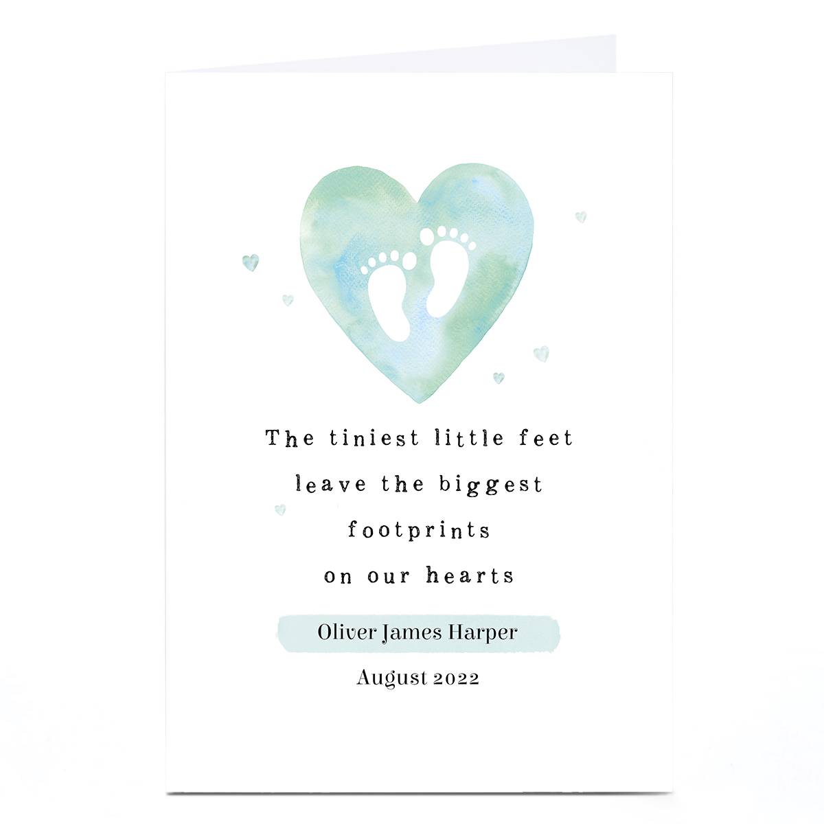 Personalised Sympathy Card - Tiniest Little Feet, Blue