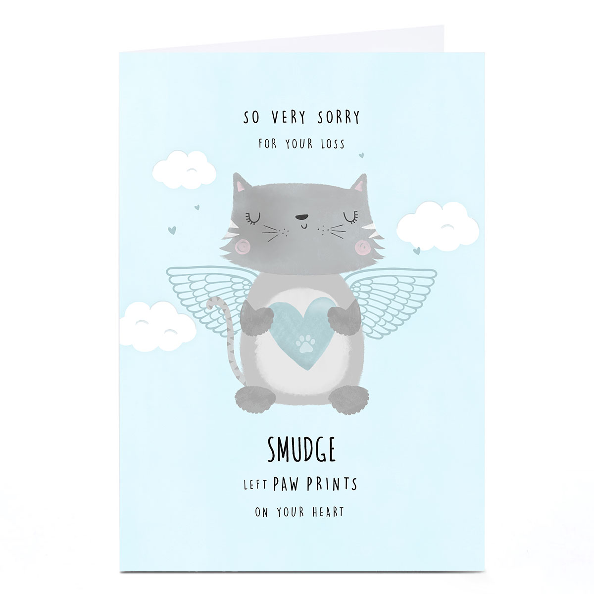 Personalised Sympathy Card - Cat Pawprints On Your Heart 