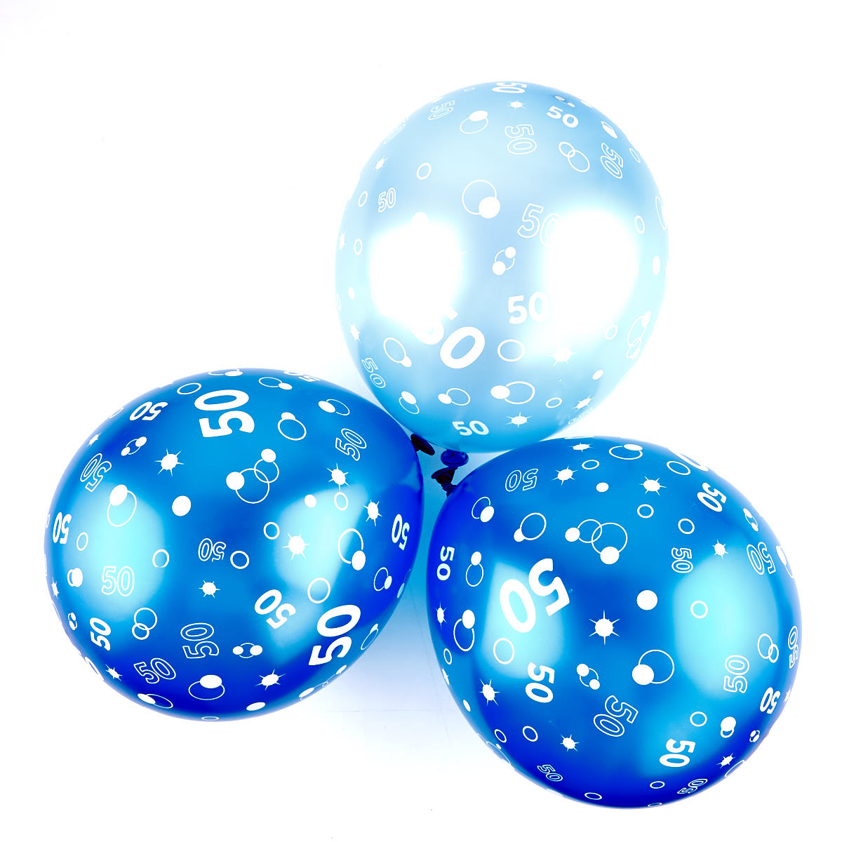 Metallic Blue Circles 50th Birthday Helium Latex Balloons - Pack Of 6