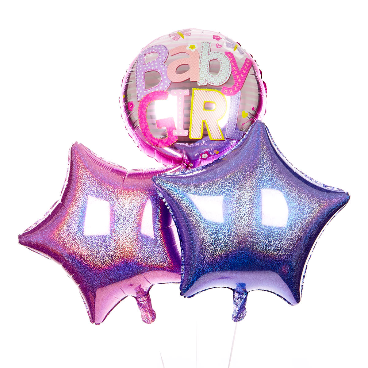 Pink and Lilac Baby Girl Balloon Bouquet - DELIVERED INFLATED!