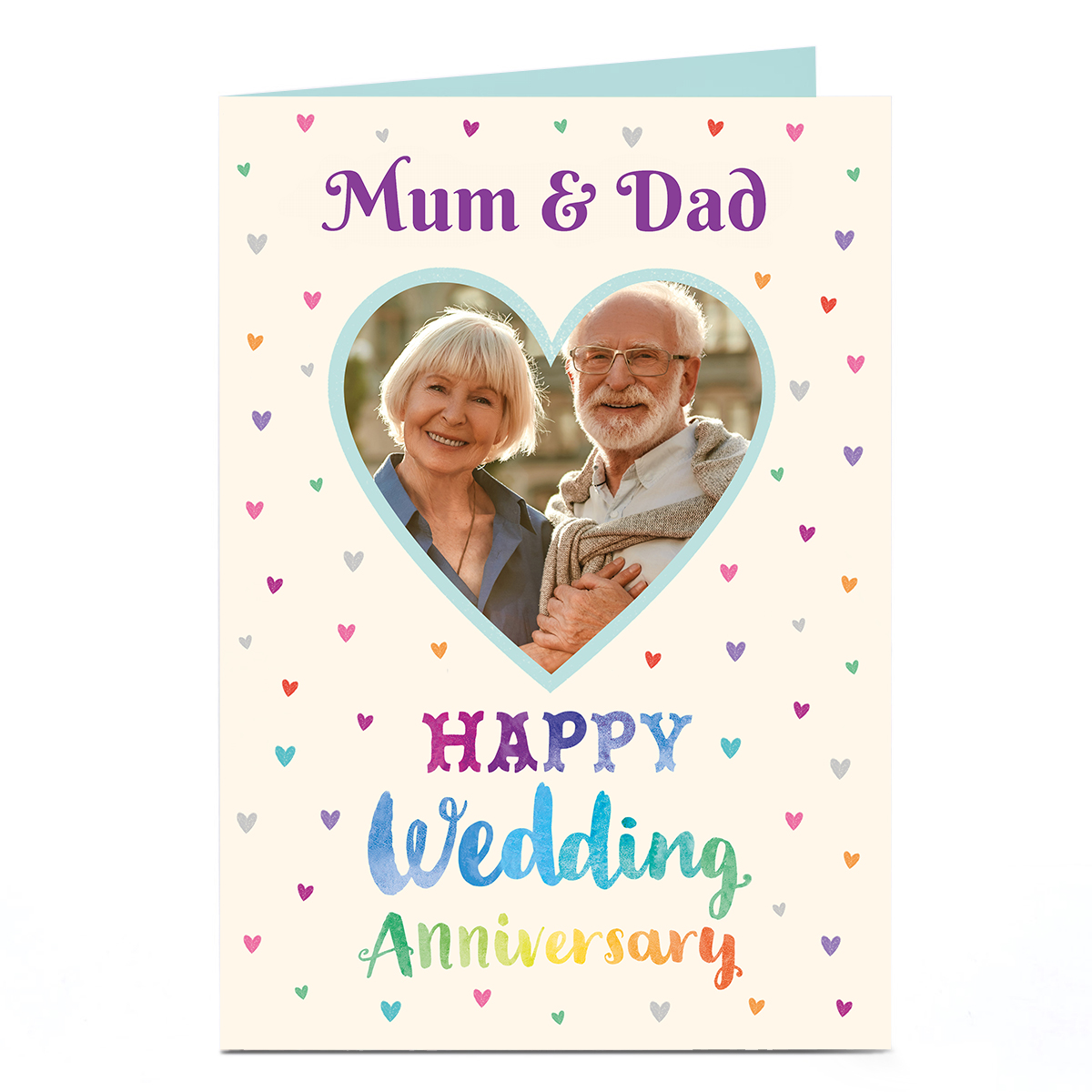 Photo Anniversary Card - Colourful Hearts