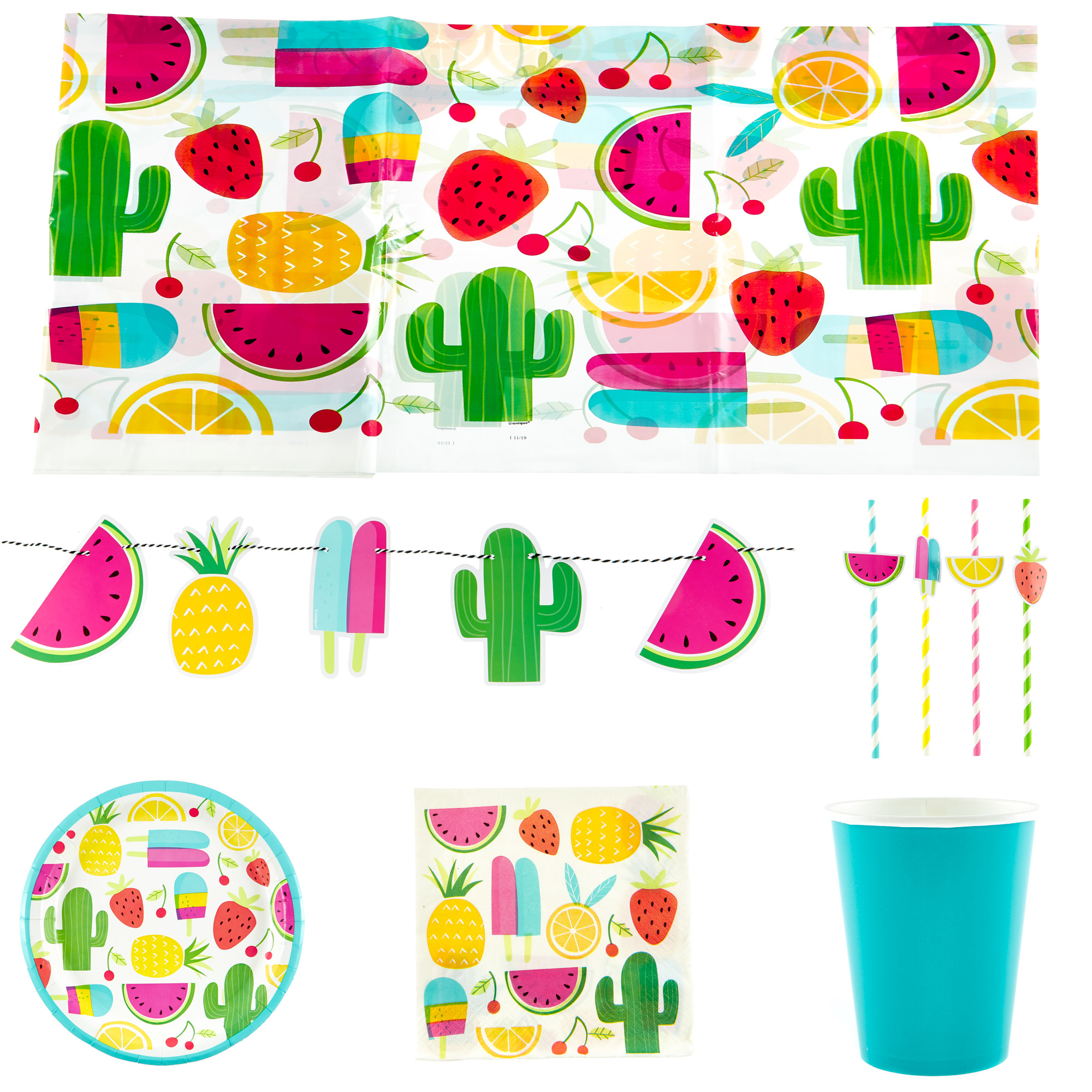 Sweet & Succulent Party Tableware & Decorations Bundle - 16 Guests