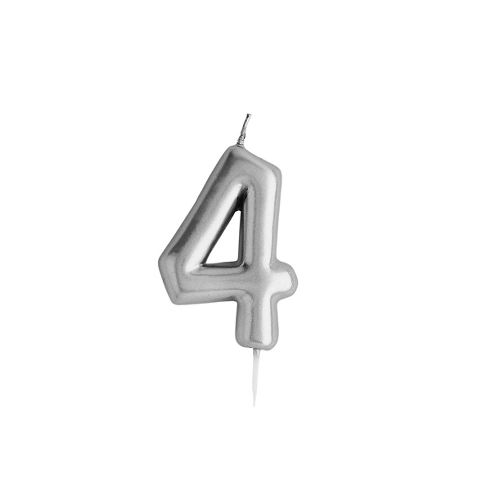 Silver Number Cake Candle (0-9)