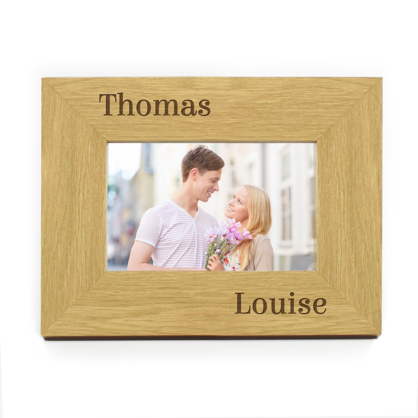 Personalised Couples Oak Finish Photo Frame