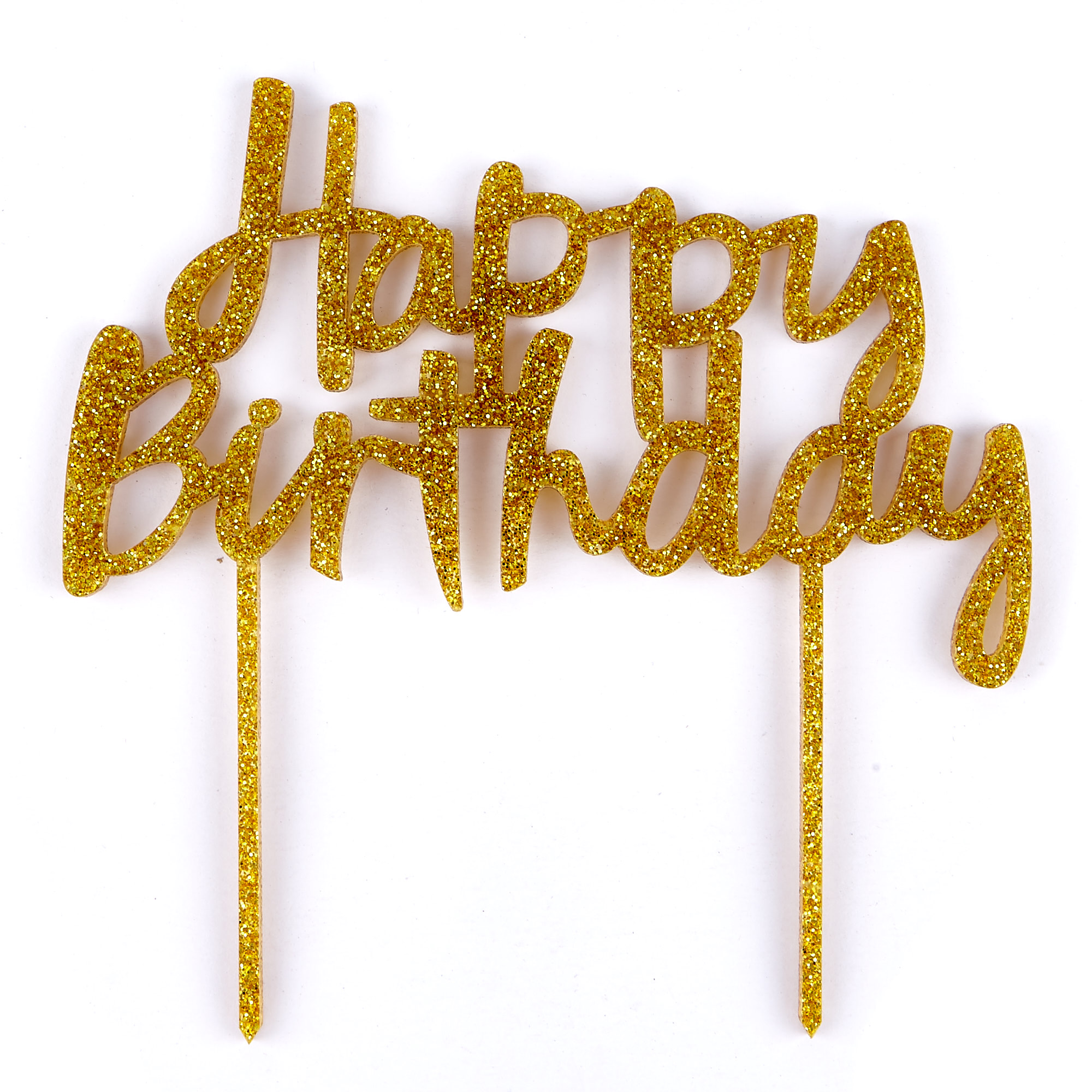 Gold Glitter Acrylic Happy Birthday Cake Topper