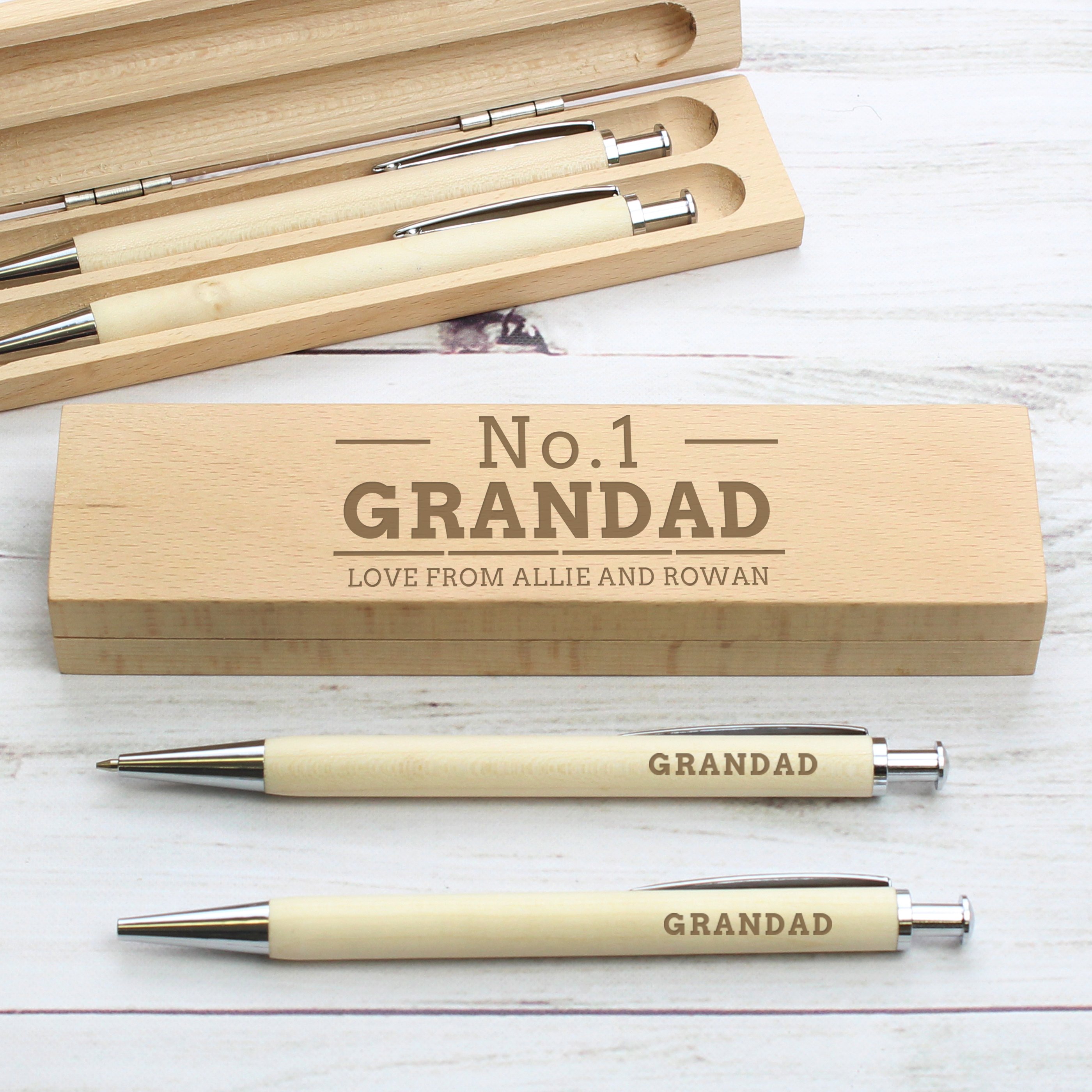 Personalised No.1 Wooden Pen & Pencil Set