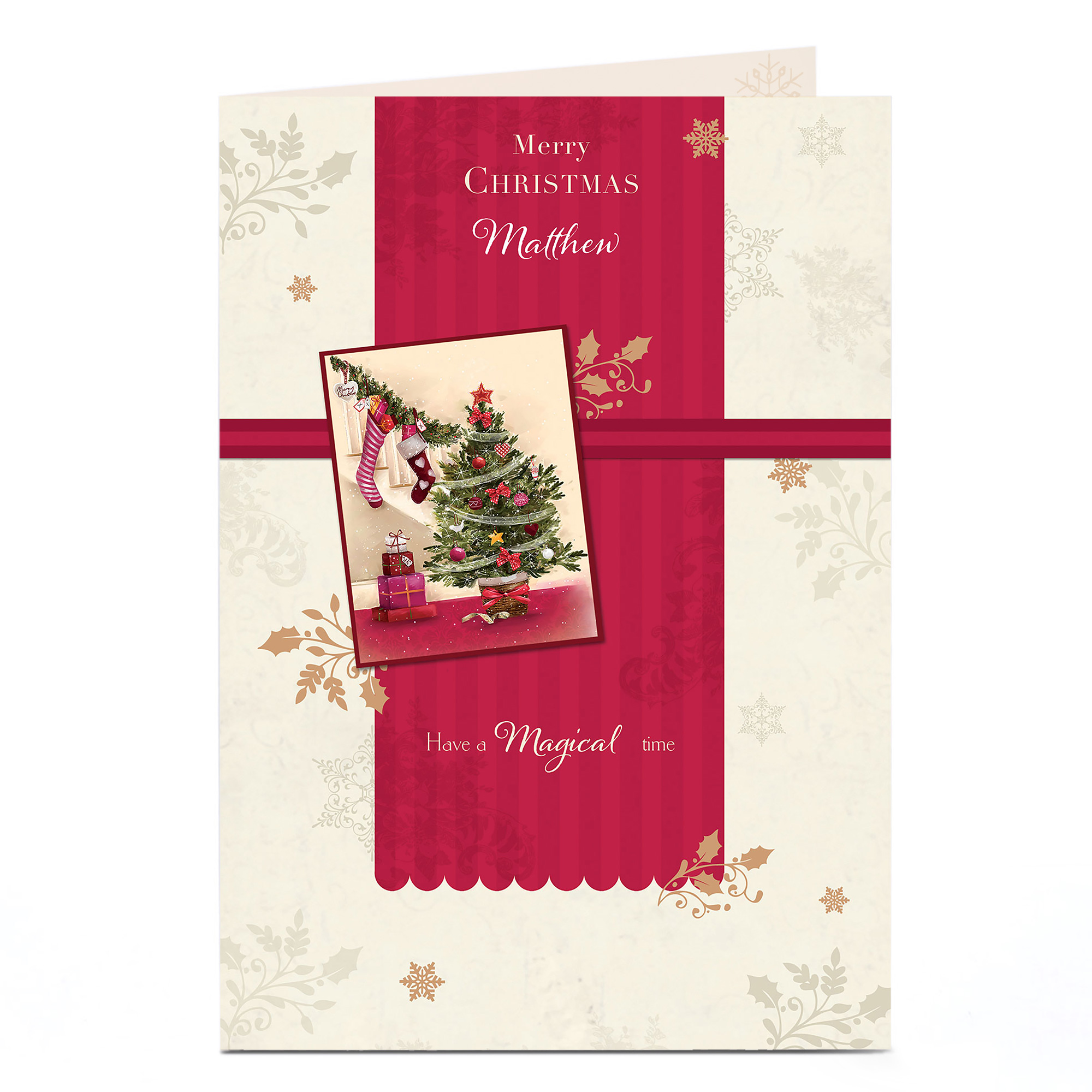 Personalised Christmas Card - Tree, Stockings & Gifts
