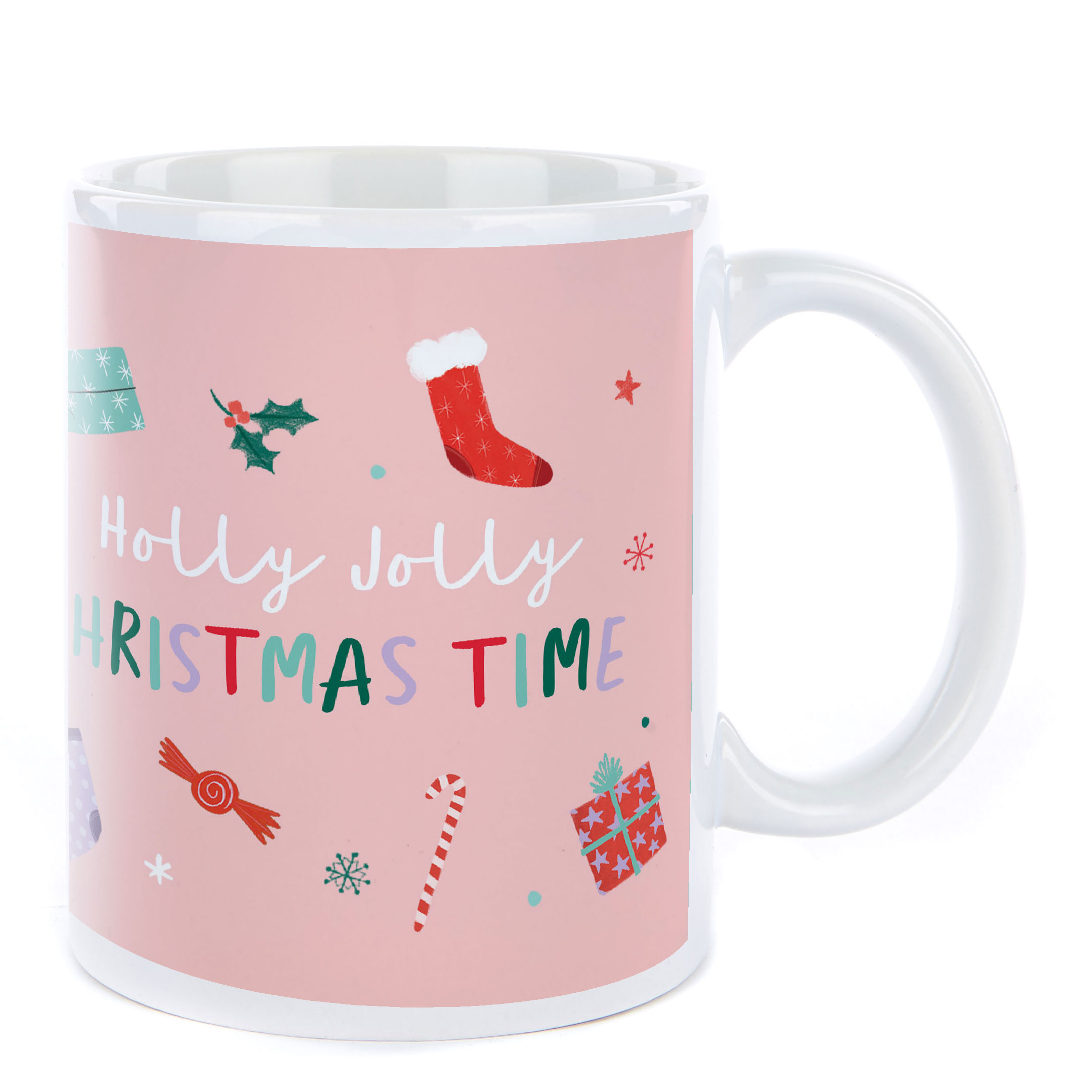 Personalised Christmas Mug - Holly Jolly Christmas Time
