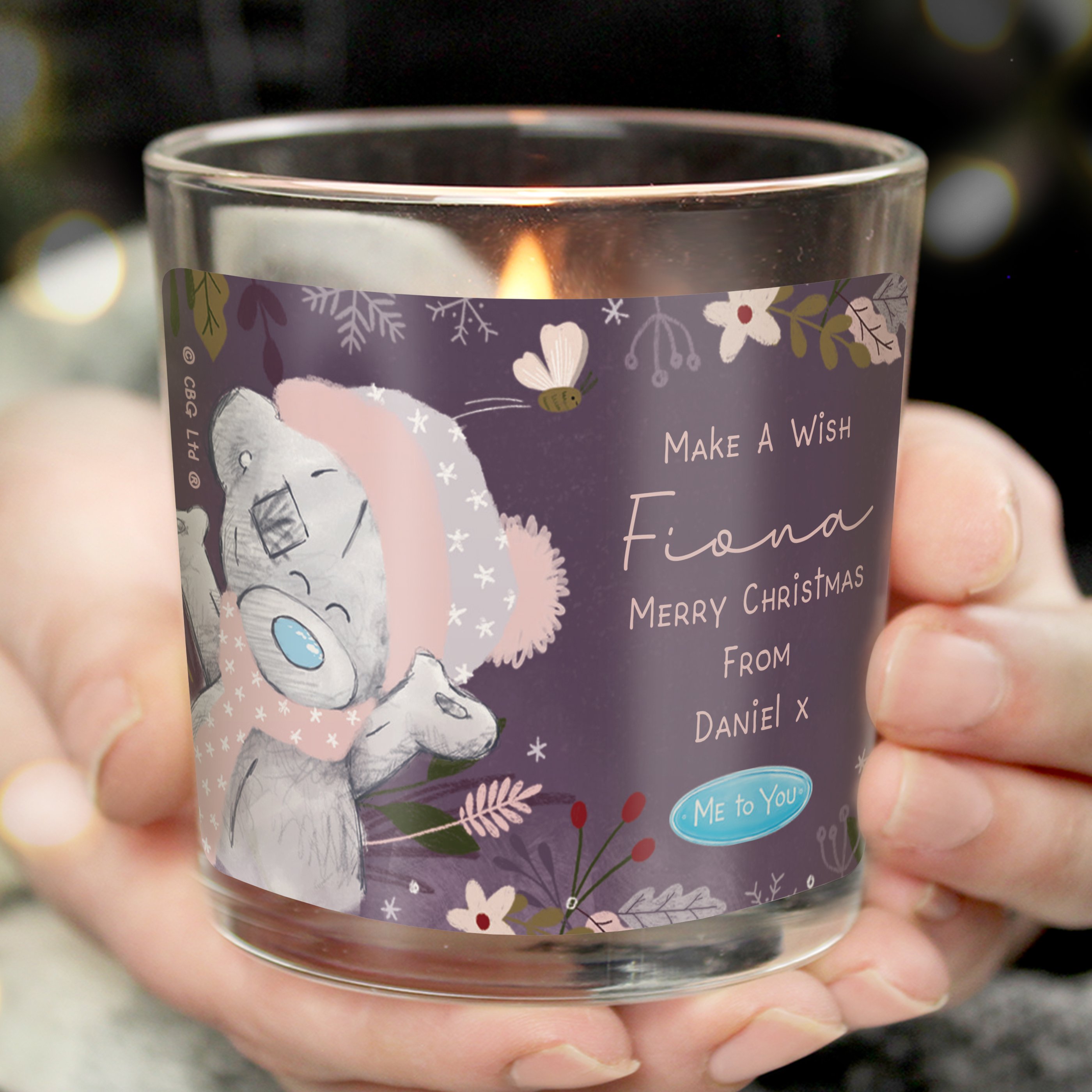Personalised Me To You Tatty Teddy Cosy Winter Candle Jar