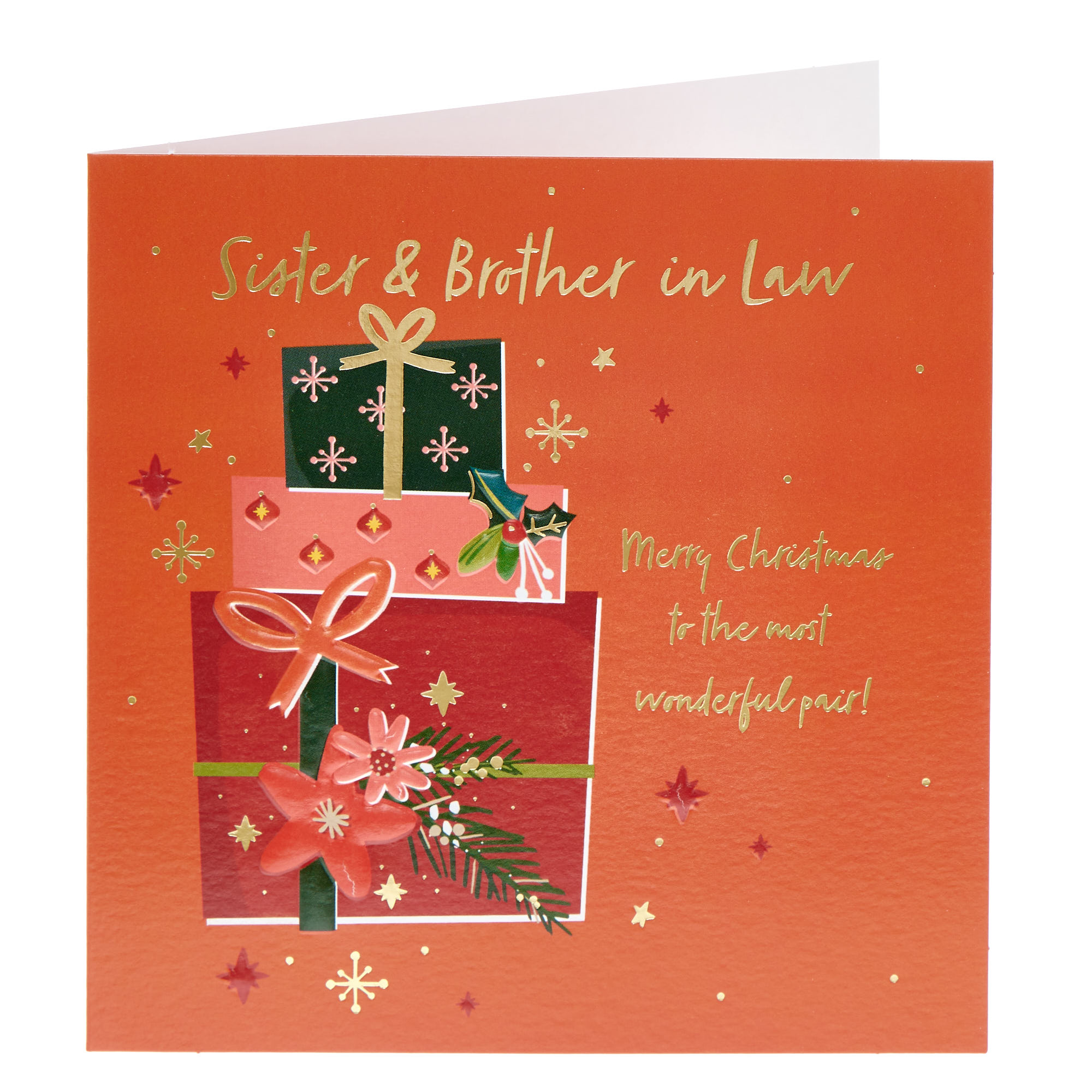 Sister & Brother In Law Orange Gifts Christmas Card