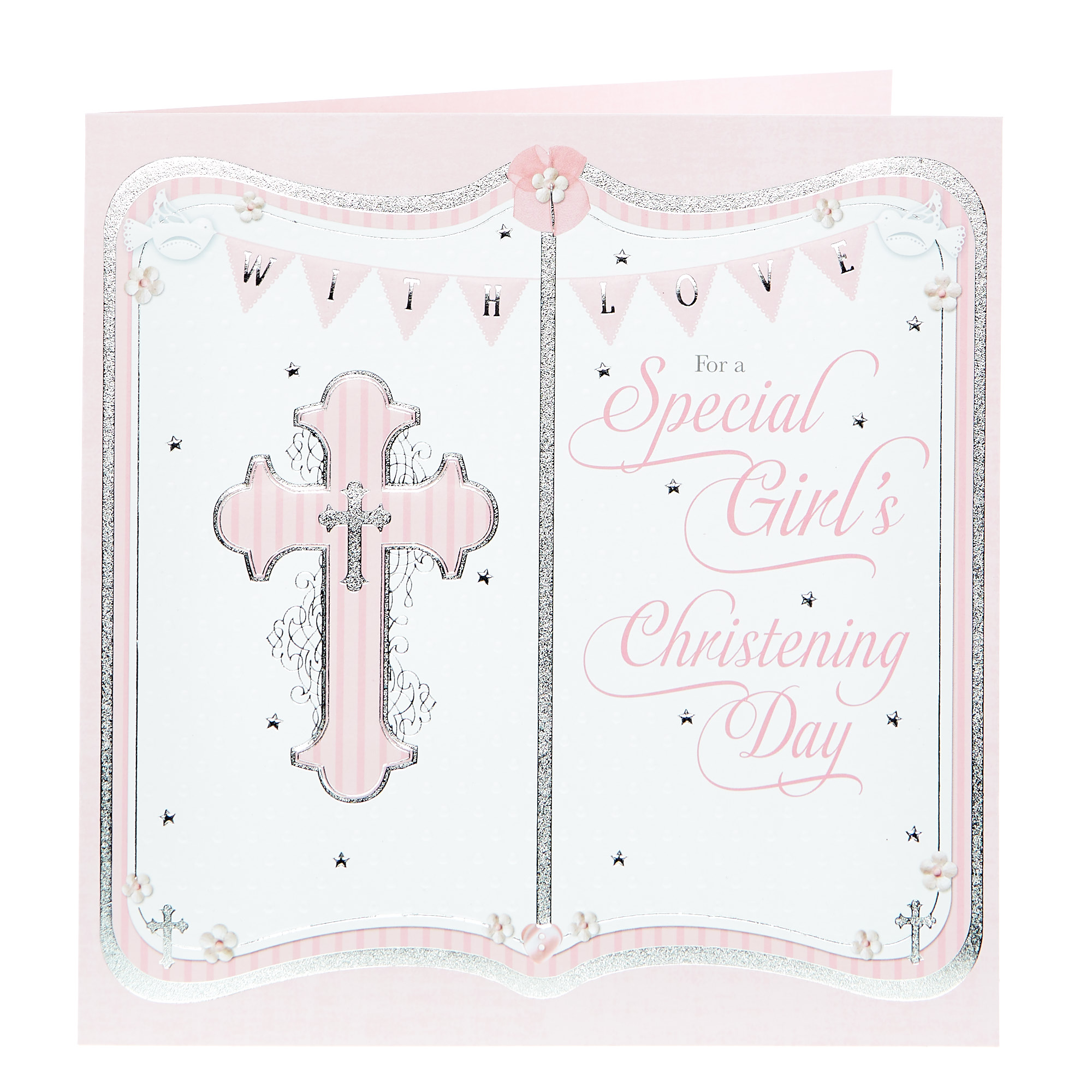 Platinum Collection Christening Card - For A Special Girl