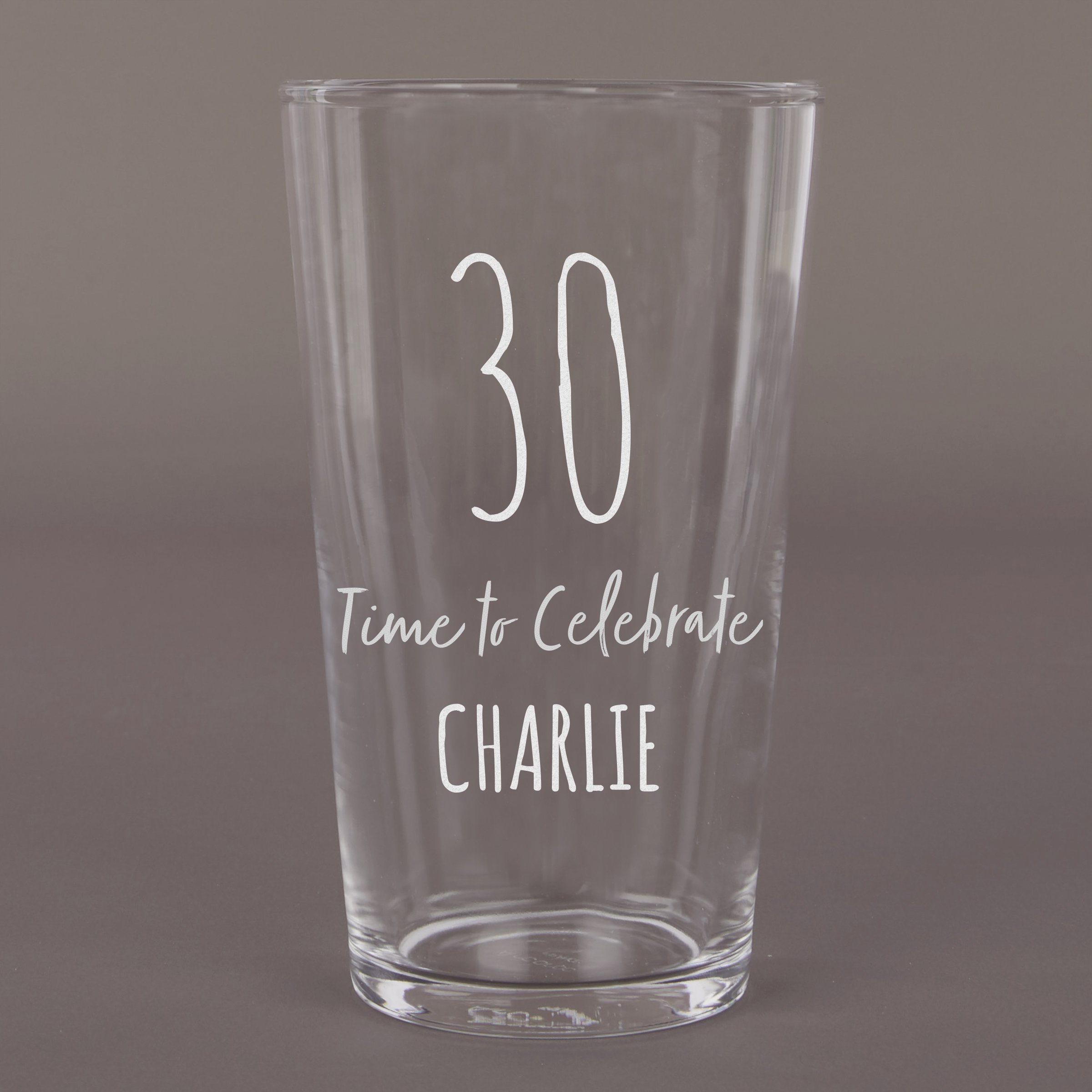 Personalised 30th Birthday Pint Glass - Time To Celebrate