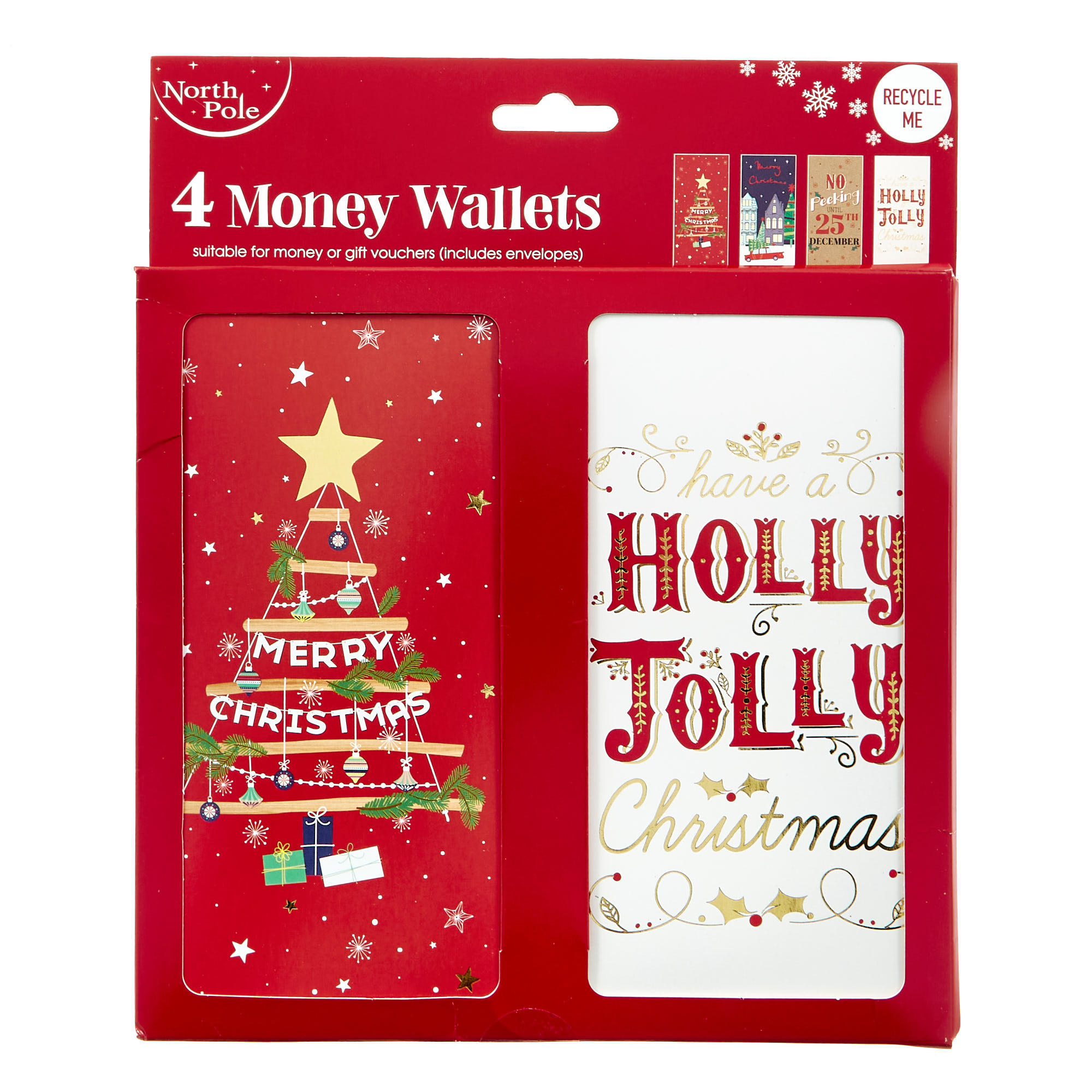 Contemporary Christmas Money Wallets - Pack of 4