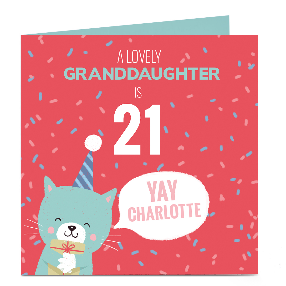 Personalised Birthday Card - Cute Cat, Editable Age