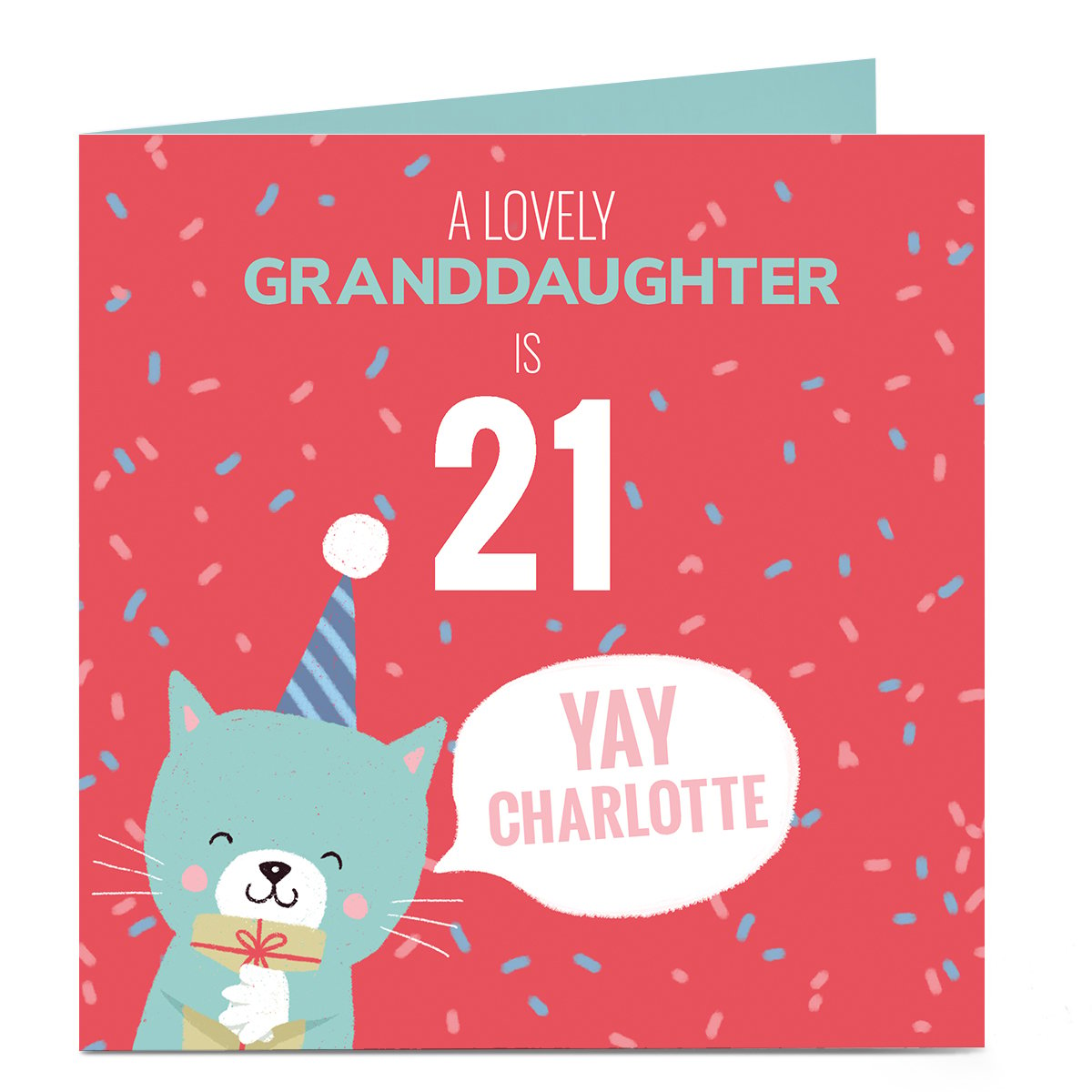 Personalised Birthday Card - Cute Cat, Editable Age