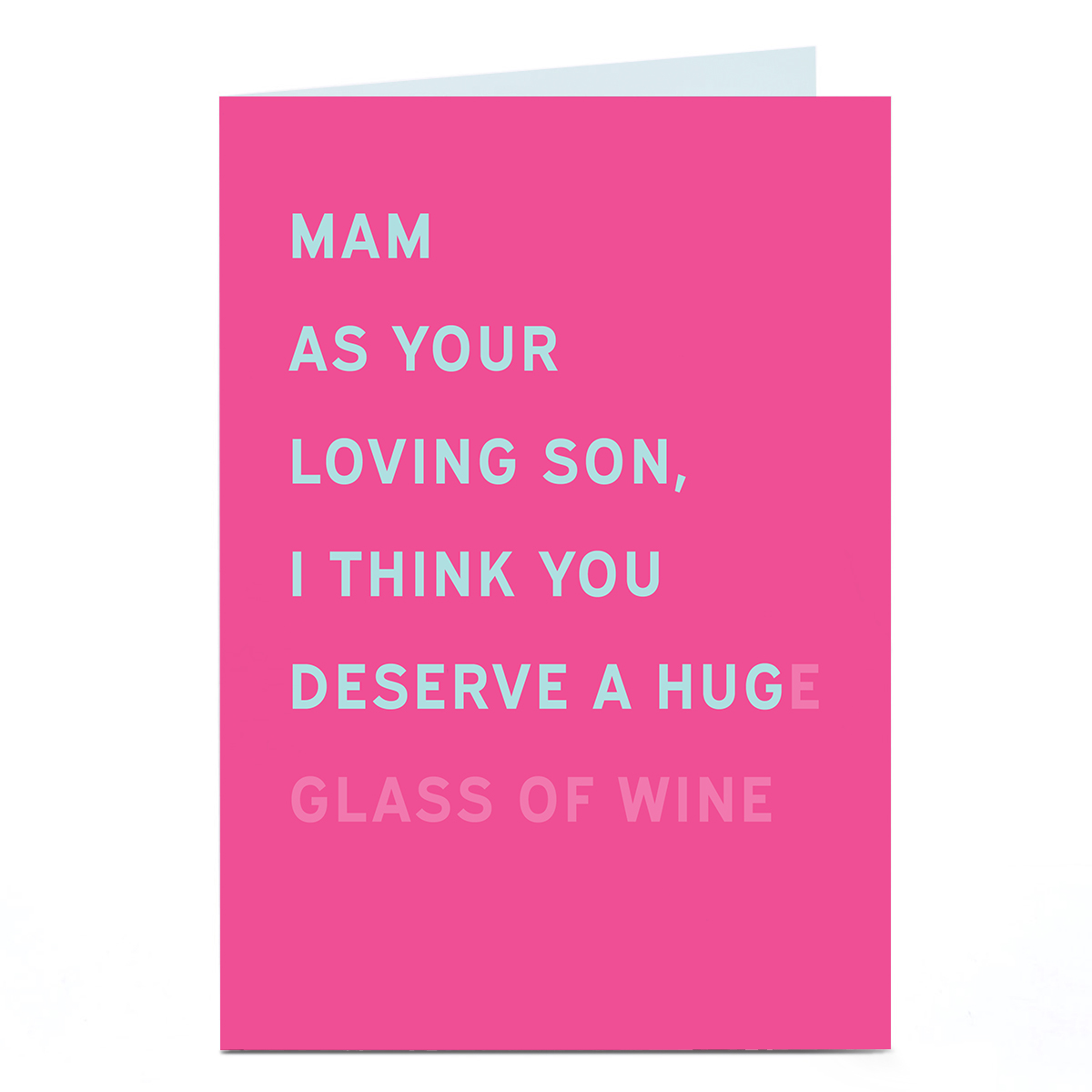 Mother's Day Card - Mam Huge Glass Of Wine