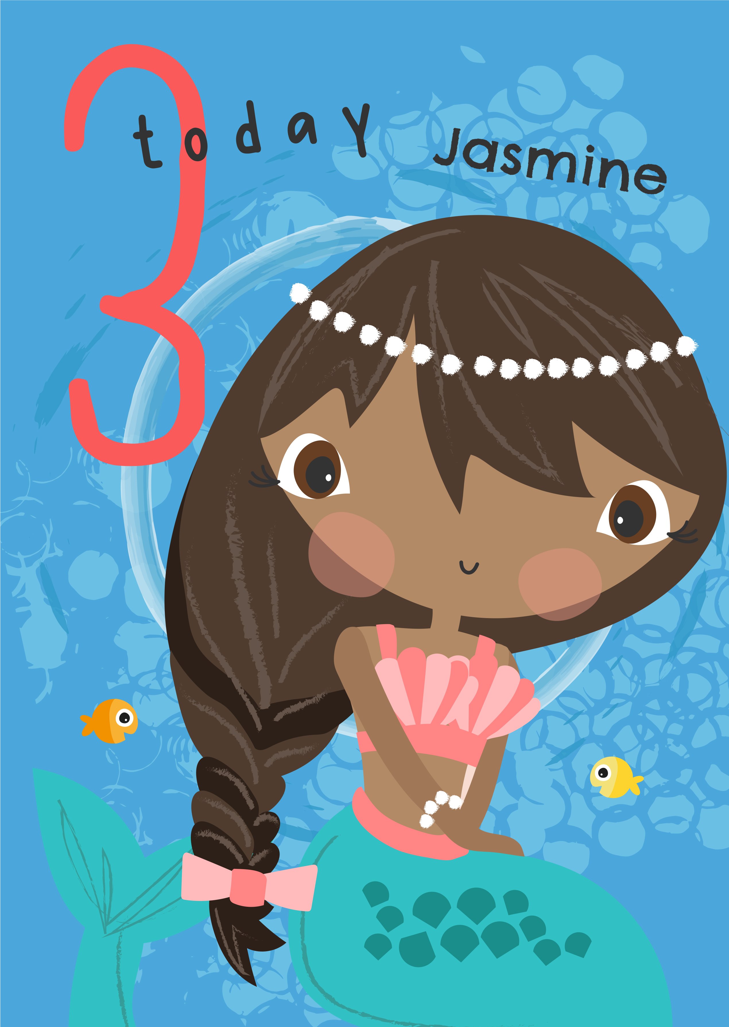 Personalised Rachel Griffin 3rd Birthday Card - Mermaid 