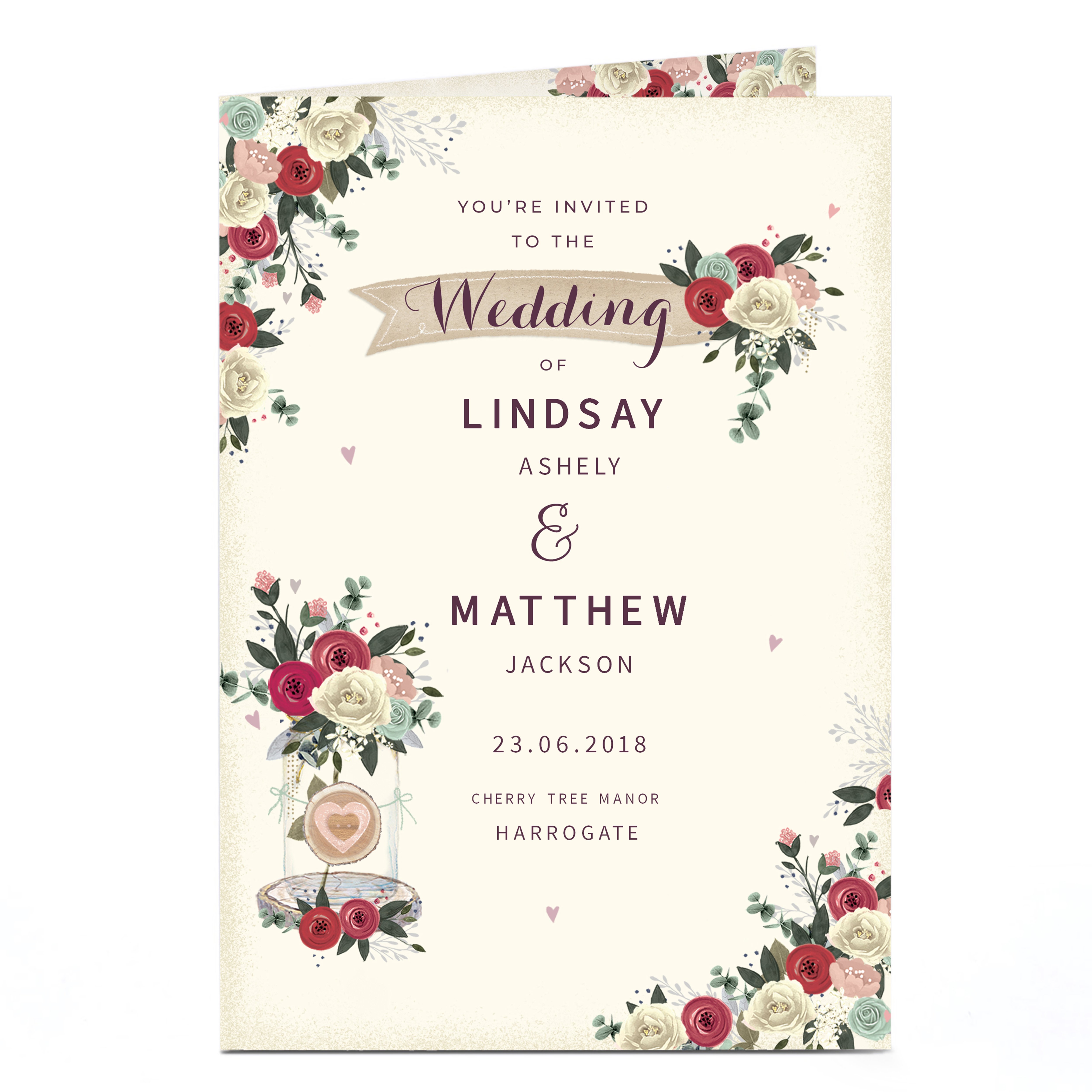 Personalised Wedding Invitation - Roses