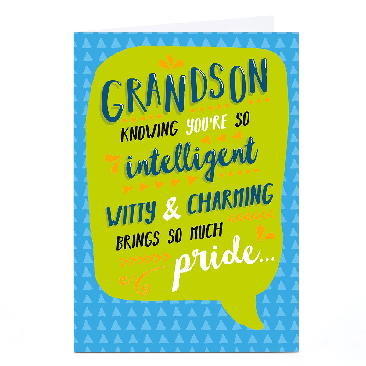 Personalised Birthday Card -Intelligent Witty & Charming, Grandson