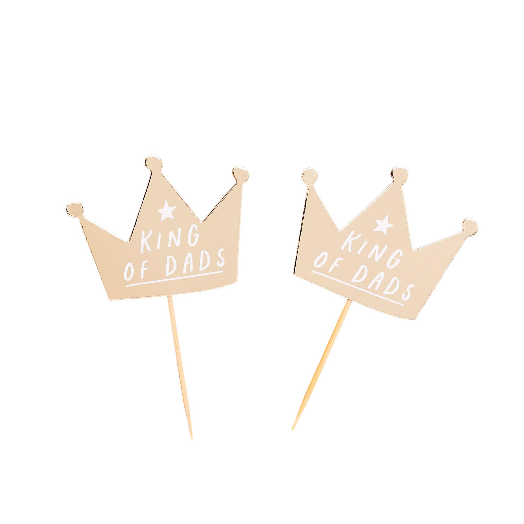 Gold King Of Dads Crown Food Picks - Pack of 12