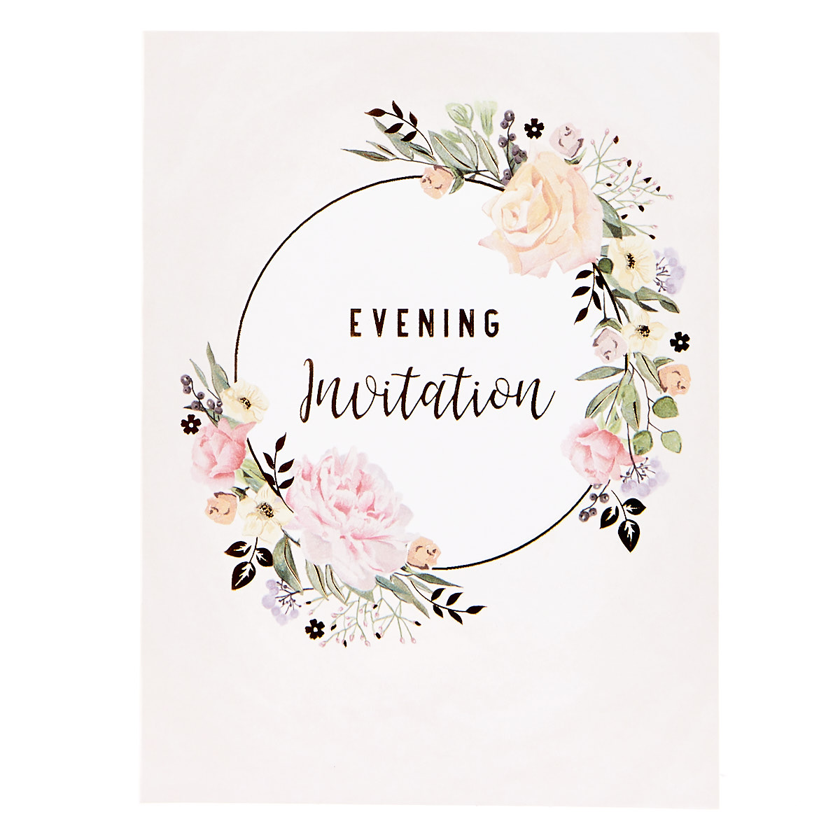 Evening Wedding Invitations, Floral Pink - Pack of 12