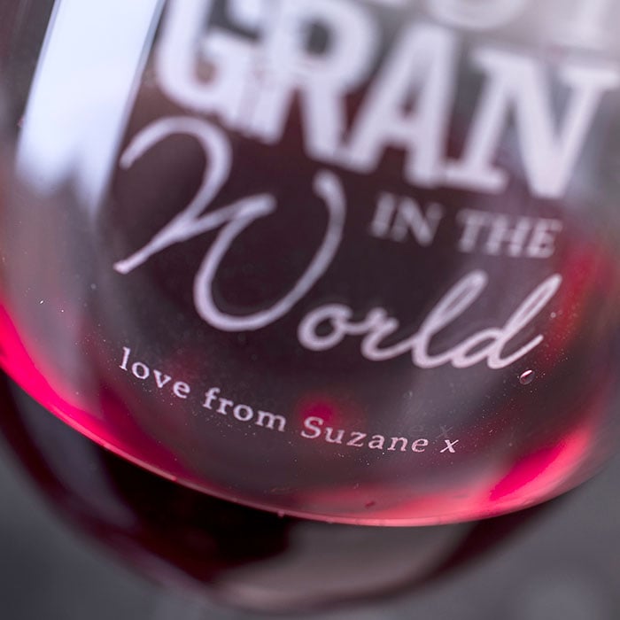 Personalised Best Gran In The World Wine Glass