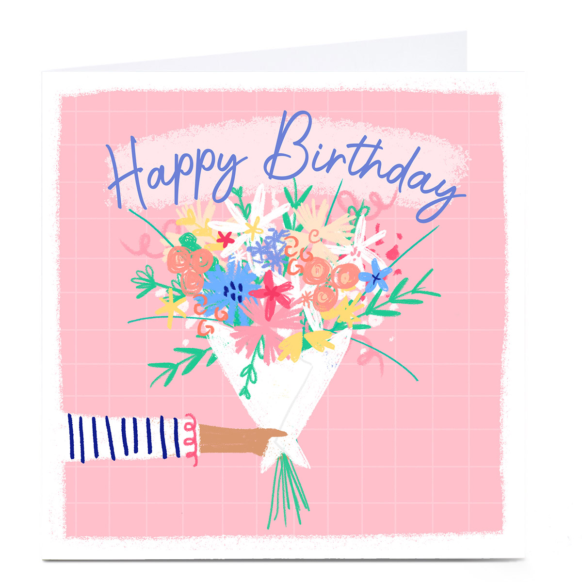 Personalised Little Mono Birthday Card - Pink Flowers