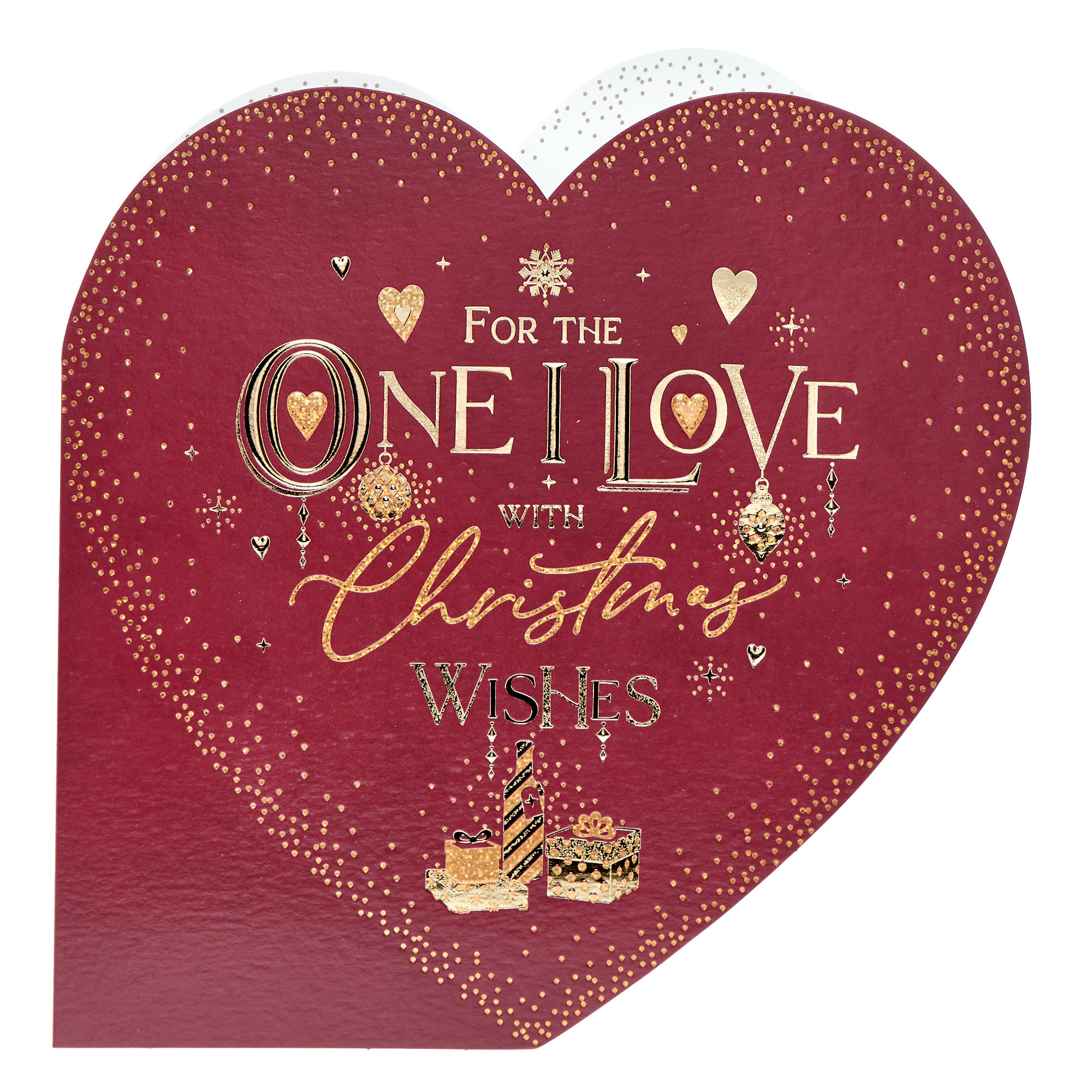 Platinum The One I Love Red & Gold Heart Christmas Card