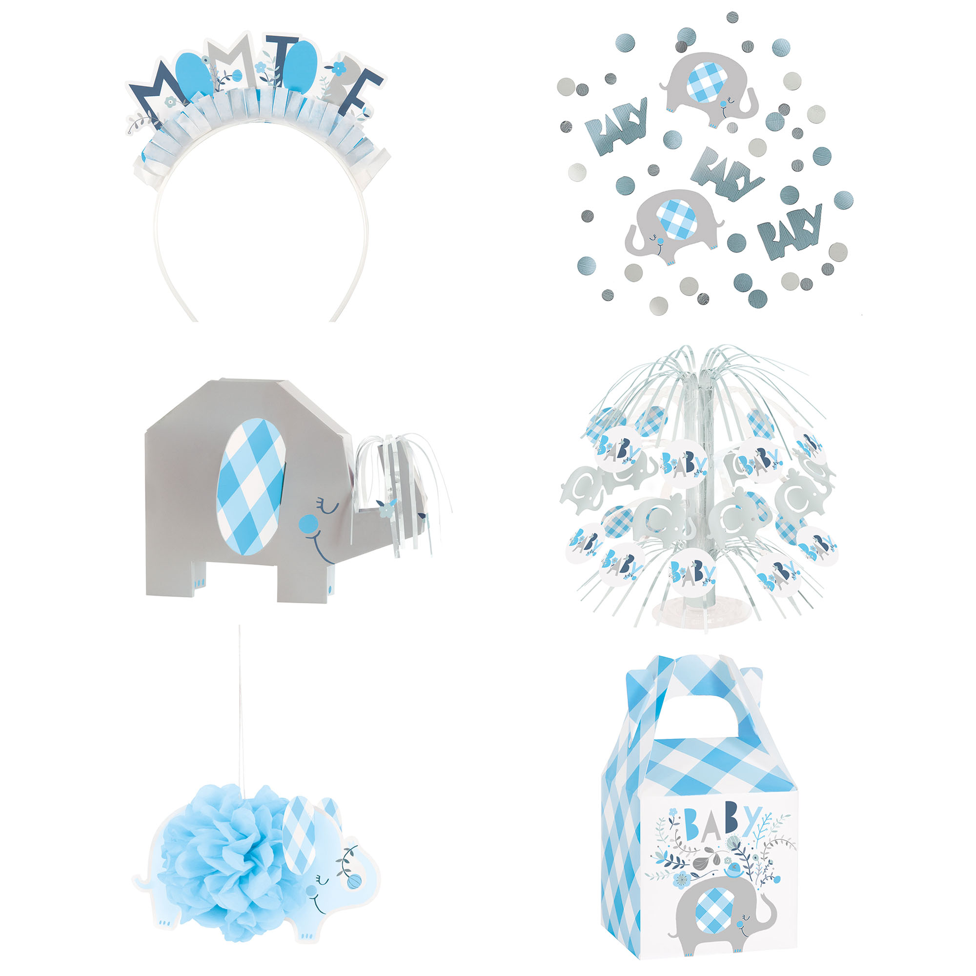 Blue Elephant Baby Shower Accessories Kit 