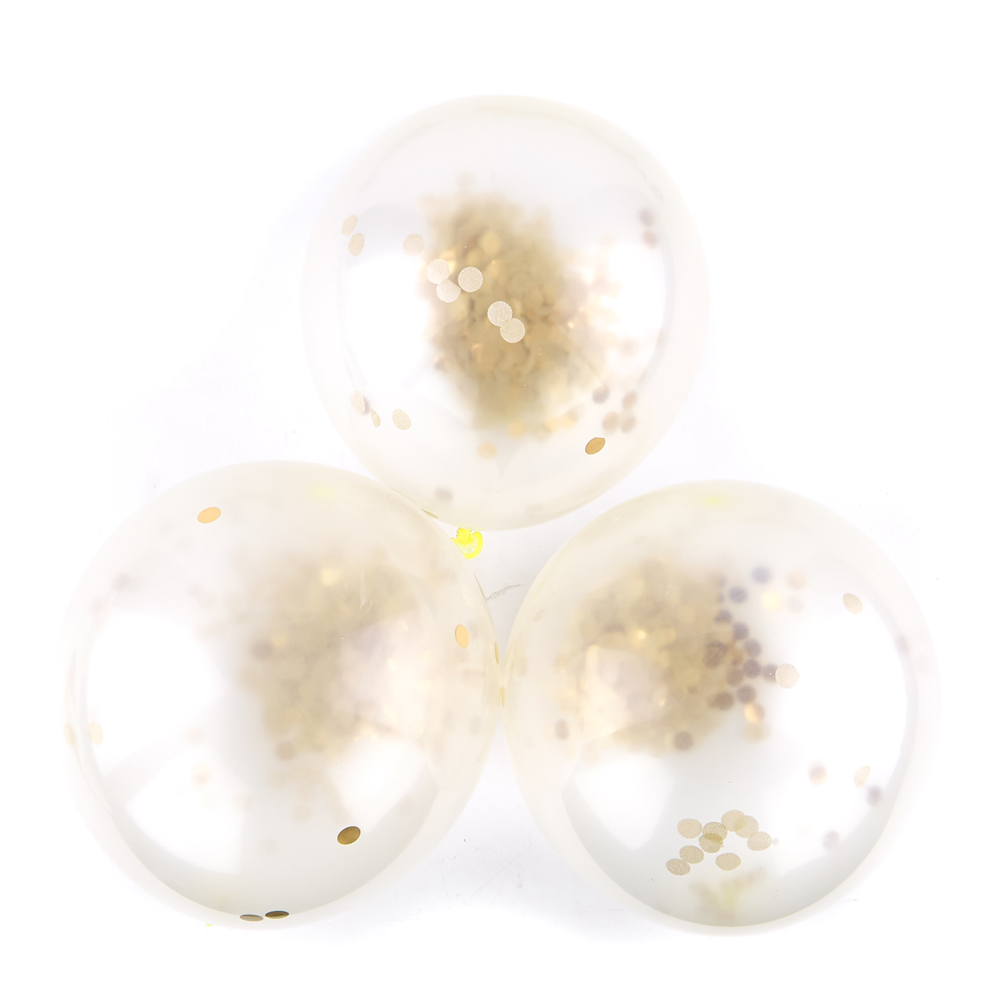 Clear Latex Balloons With Gold Confetti - Pack Of 5
