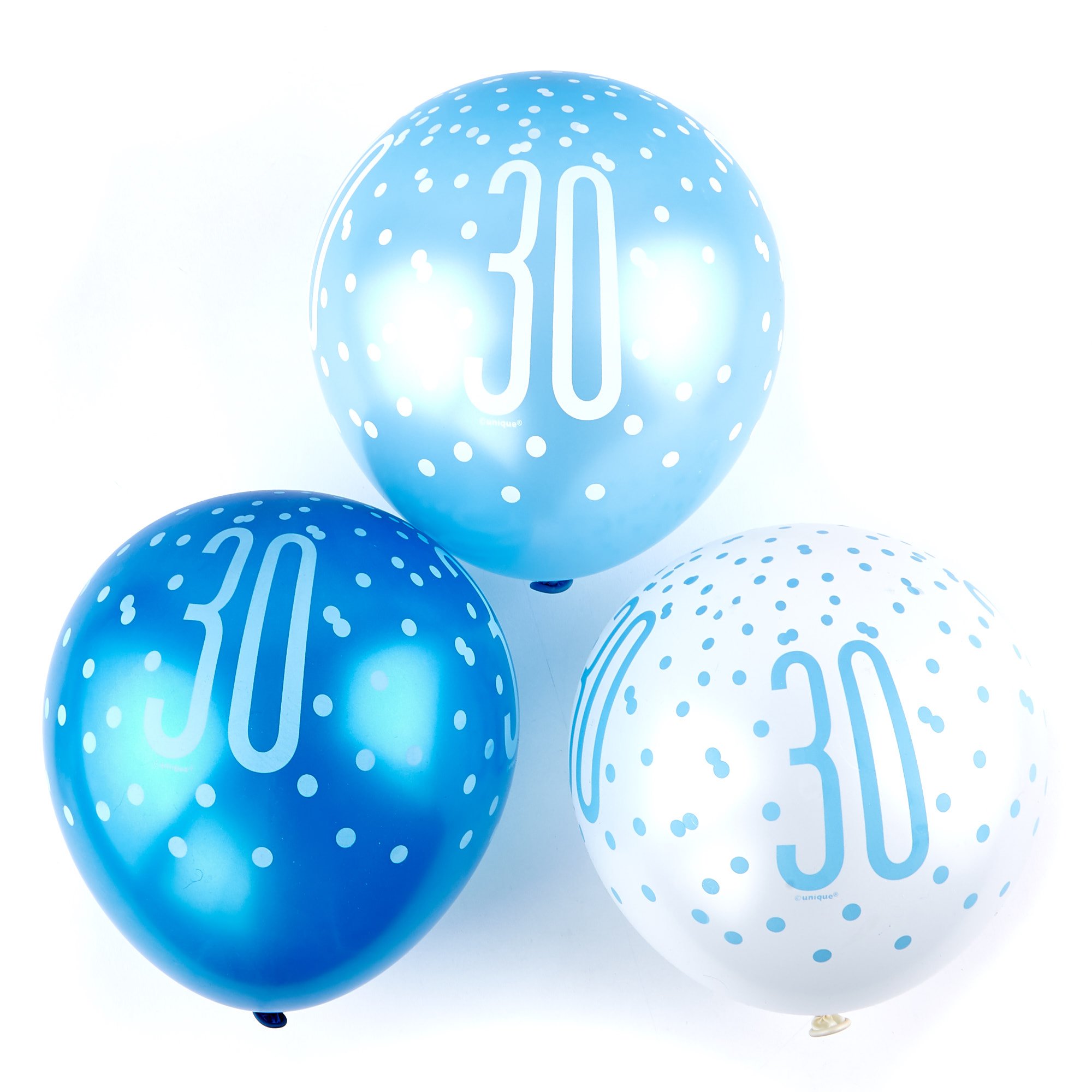 Blue 30th Birthday Party Tableware & Decorations Bundle - 16 Guests