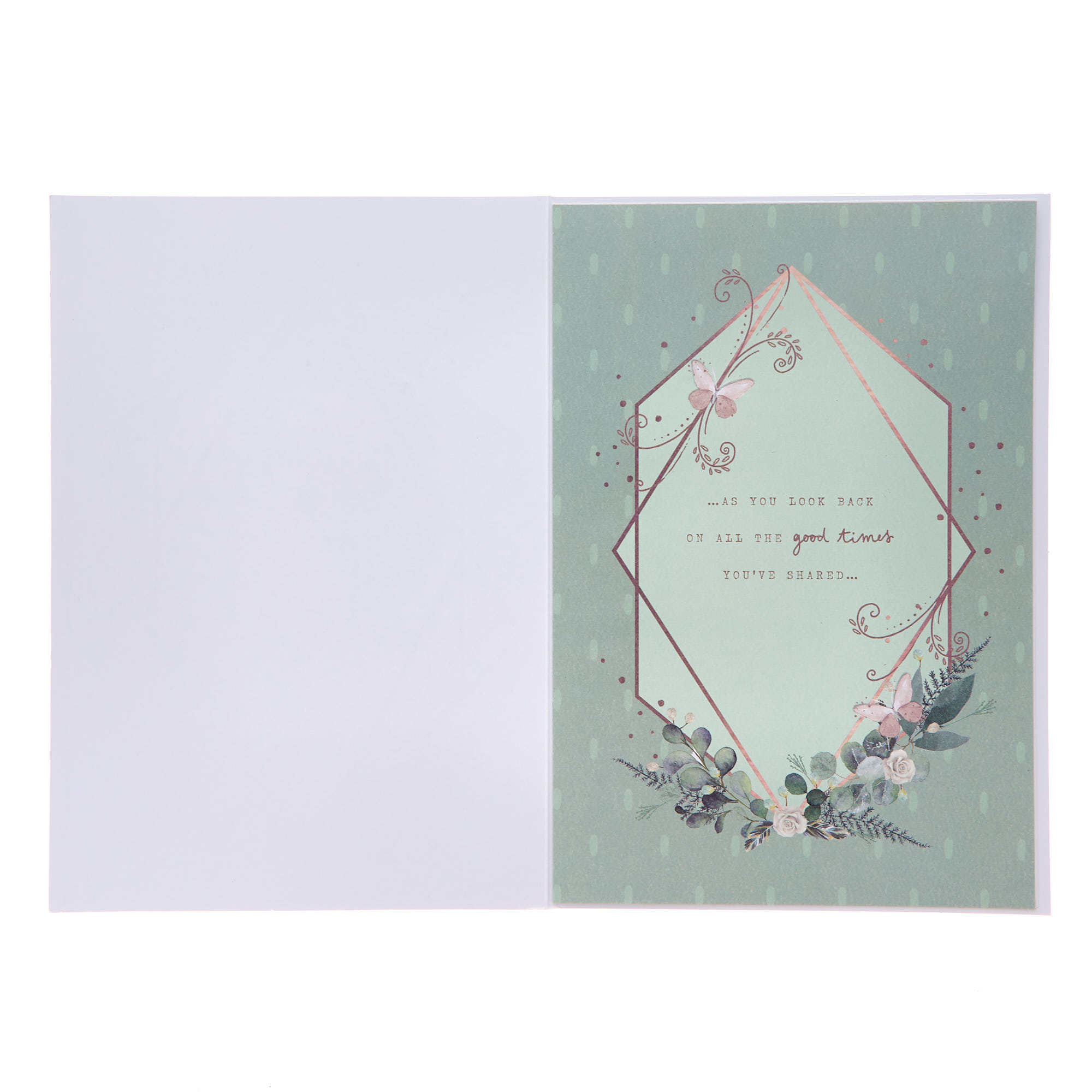 Geometric White Roses Wedding Anniversary Card
