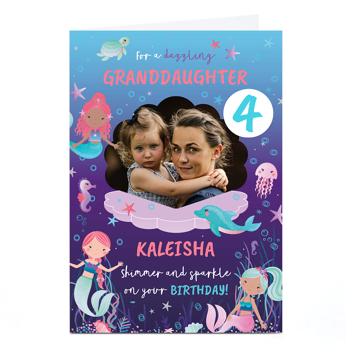Personalised Birthday Card - Birthday Wishes under the sea Granddaughter, Editable Age