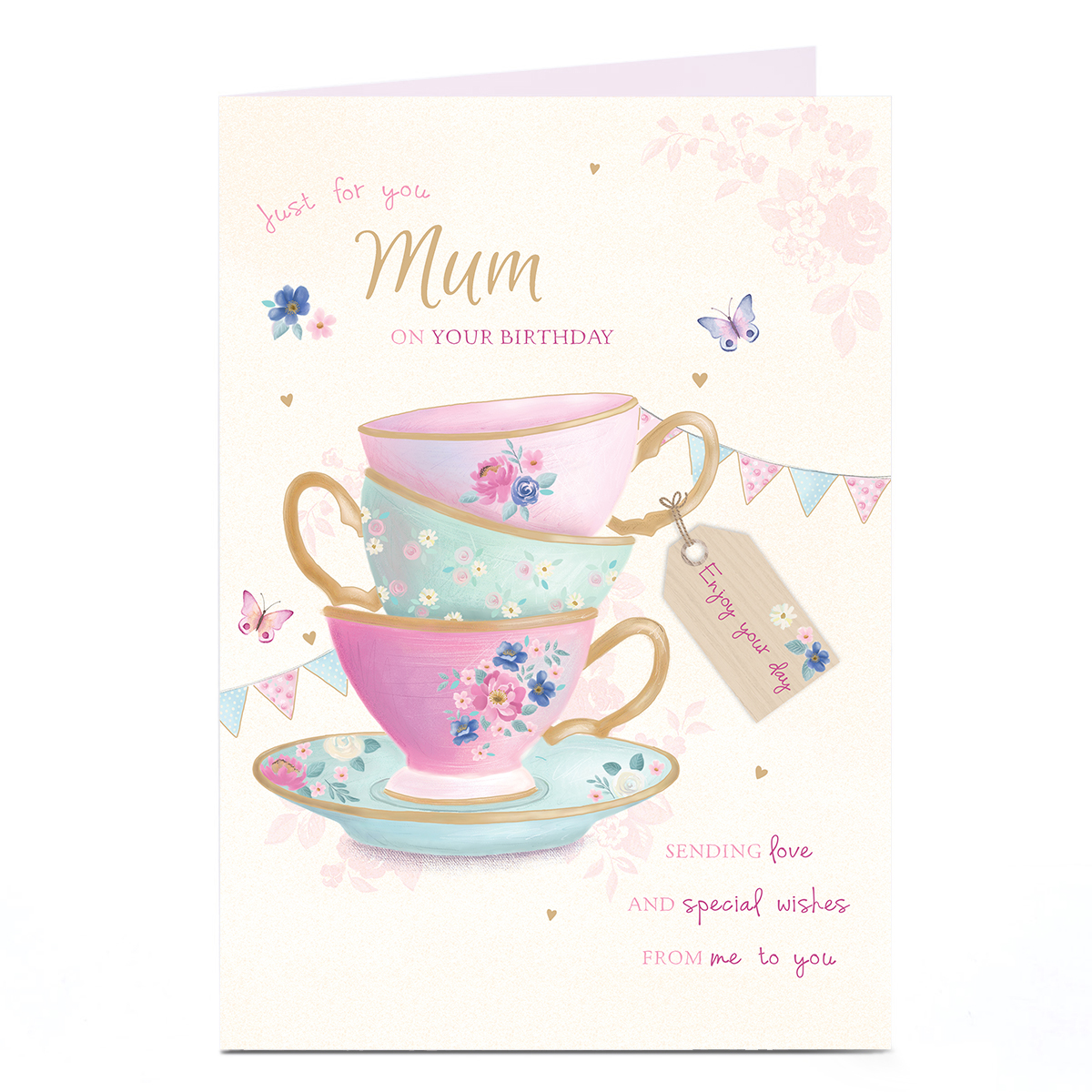 Personalised Birthday Card - Three Teacups