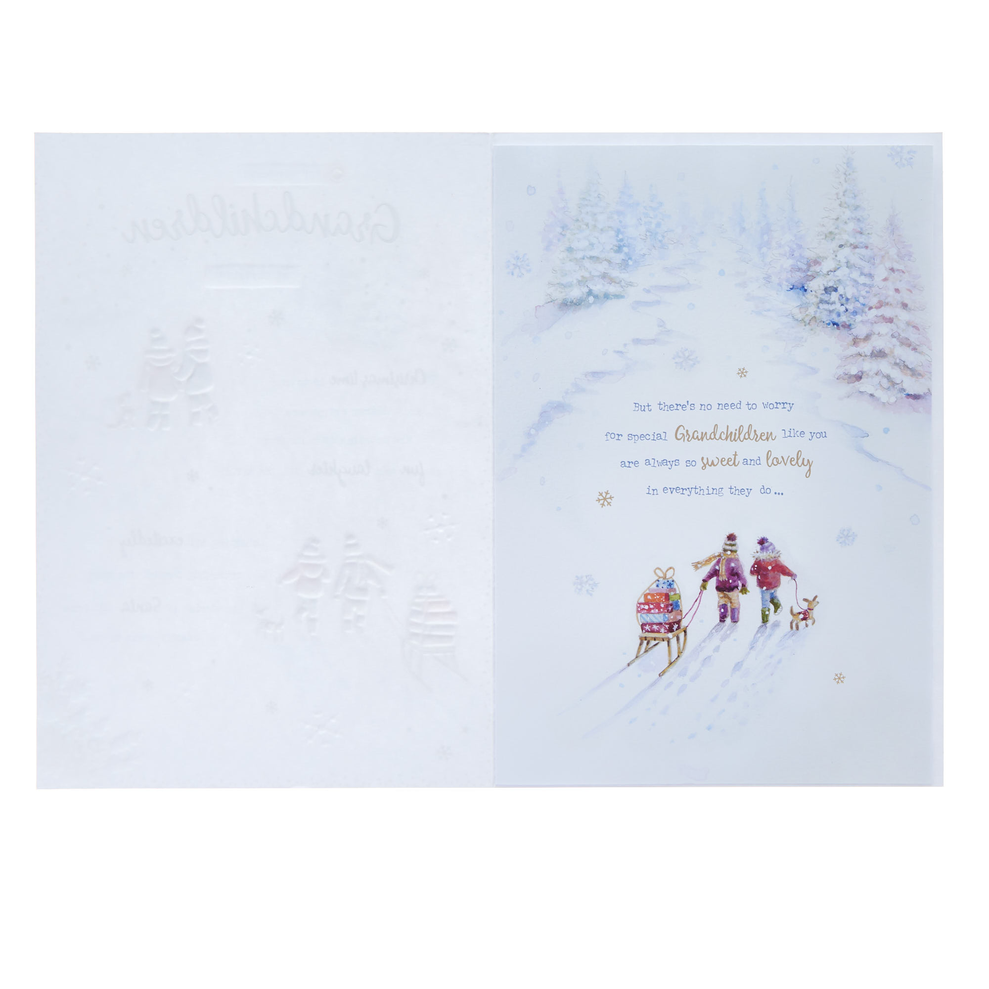 Grandchildren Snow Scene Christmas Card