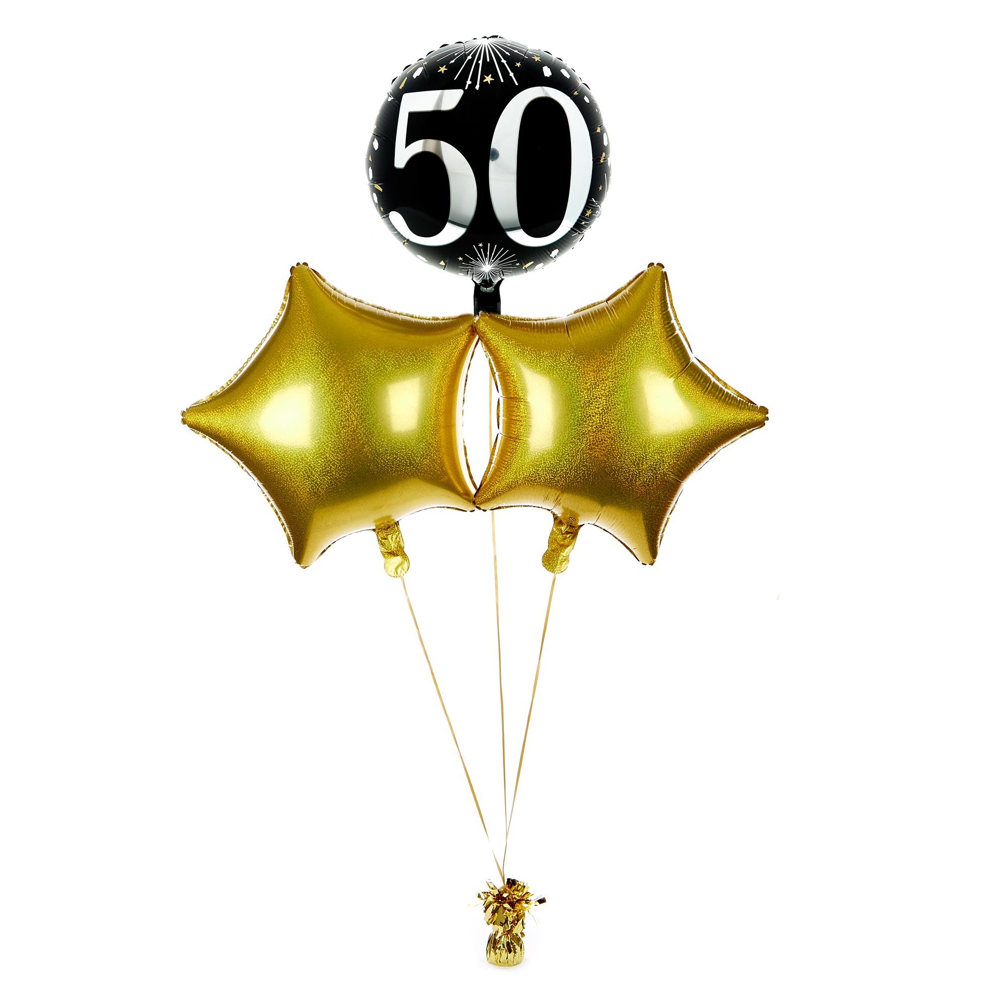 Silver & Black 50th Birthday Balloon Bouquet - DELIVERED INFLATED!