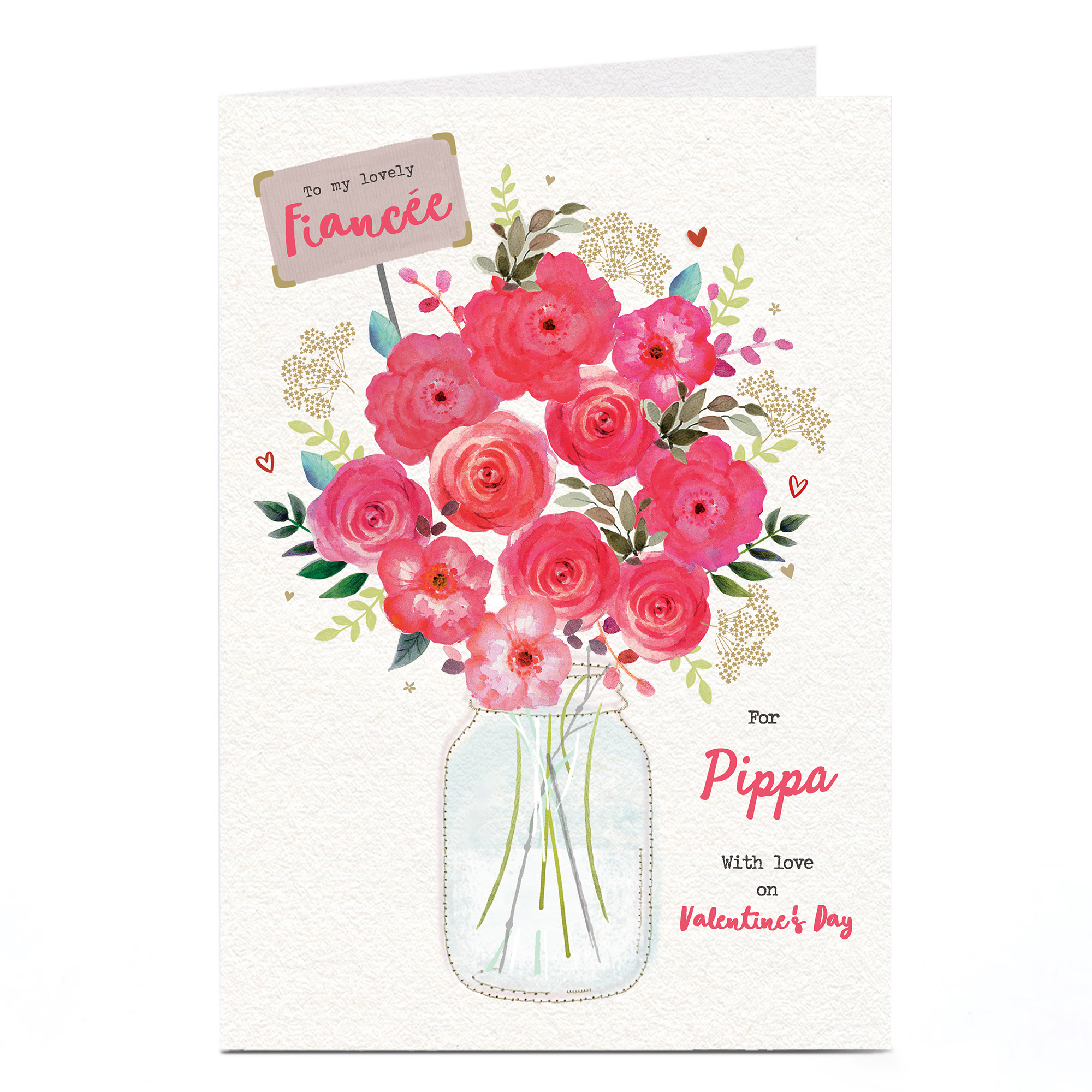 Personalised Valentine's Card - Valentines Flowers Fiancee