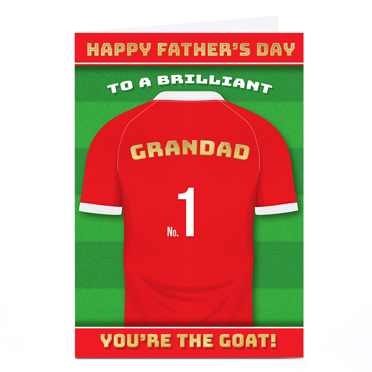 Personalised Get Carter Father's Day Card - GOAT Red Football Shirt, Grandad