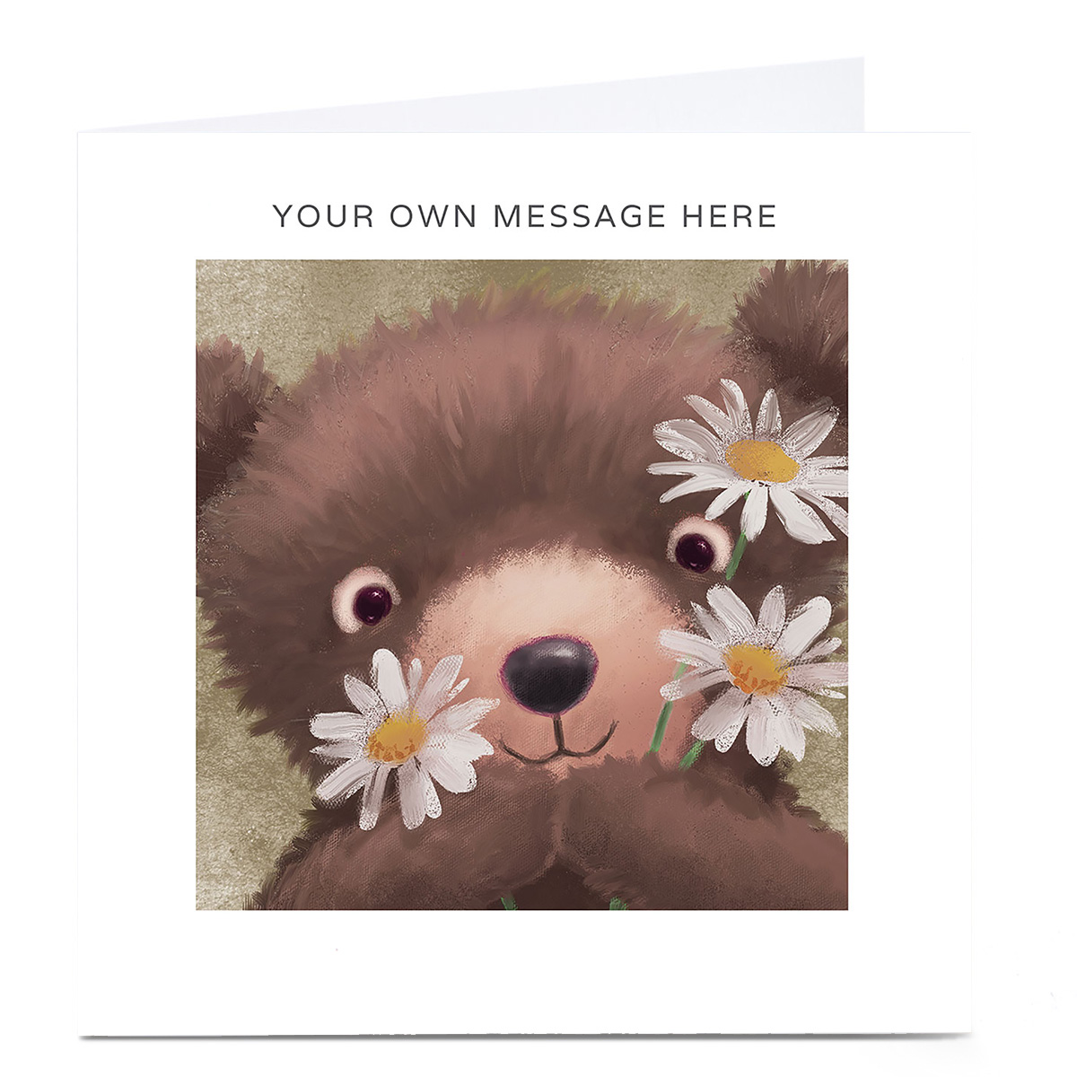 Personalised Card - Teddy Bear With Daisies