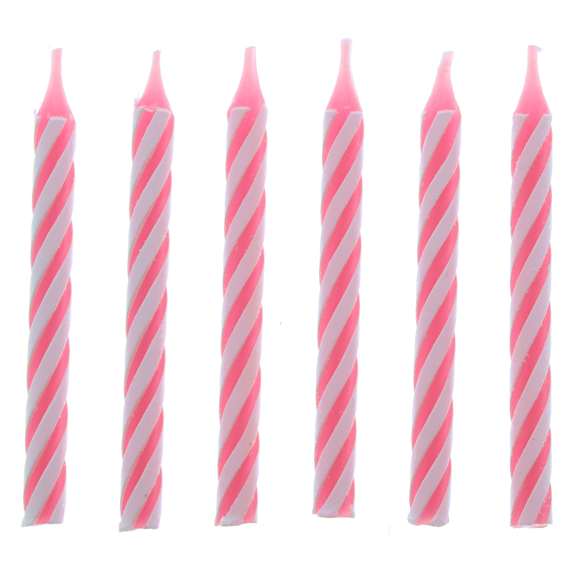 Pink Striped Birthday Candles - Pack of 24