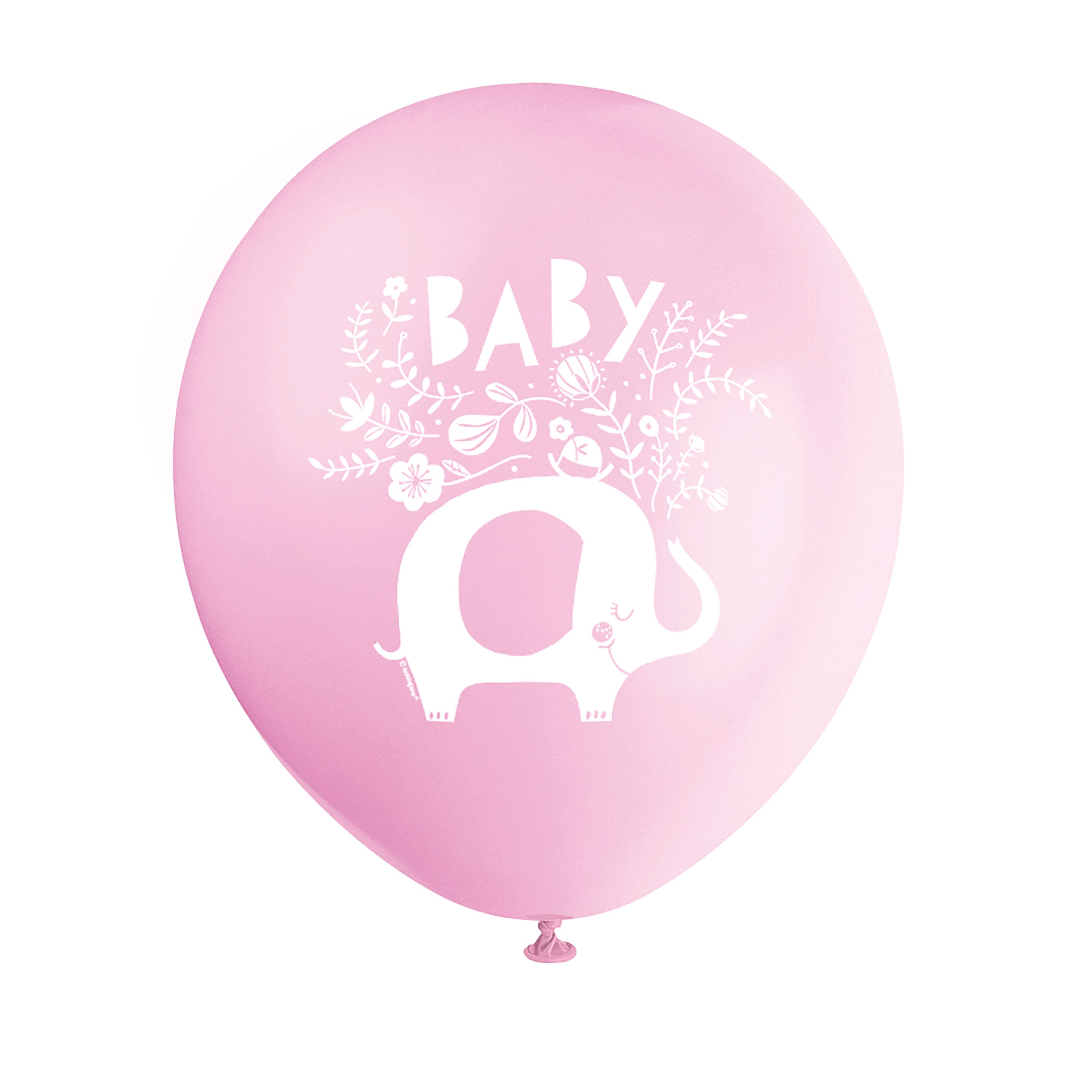 Pink Elephant Baby Shower Tableware & Decorations - 16 Guests 