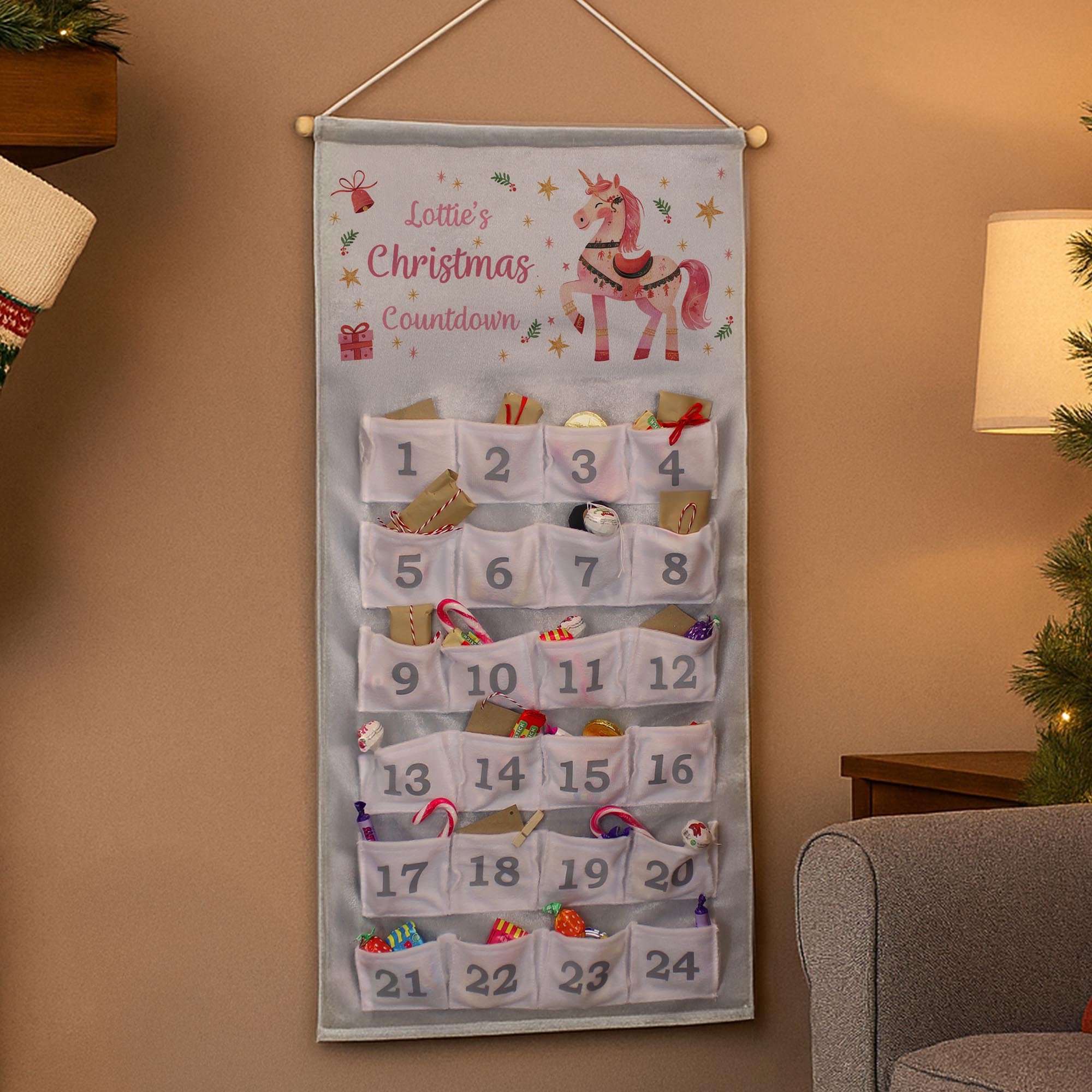Personalised Unicorn Christmas Advent Calendar,  Personalised Unicorn Christmas Advent Calendar