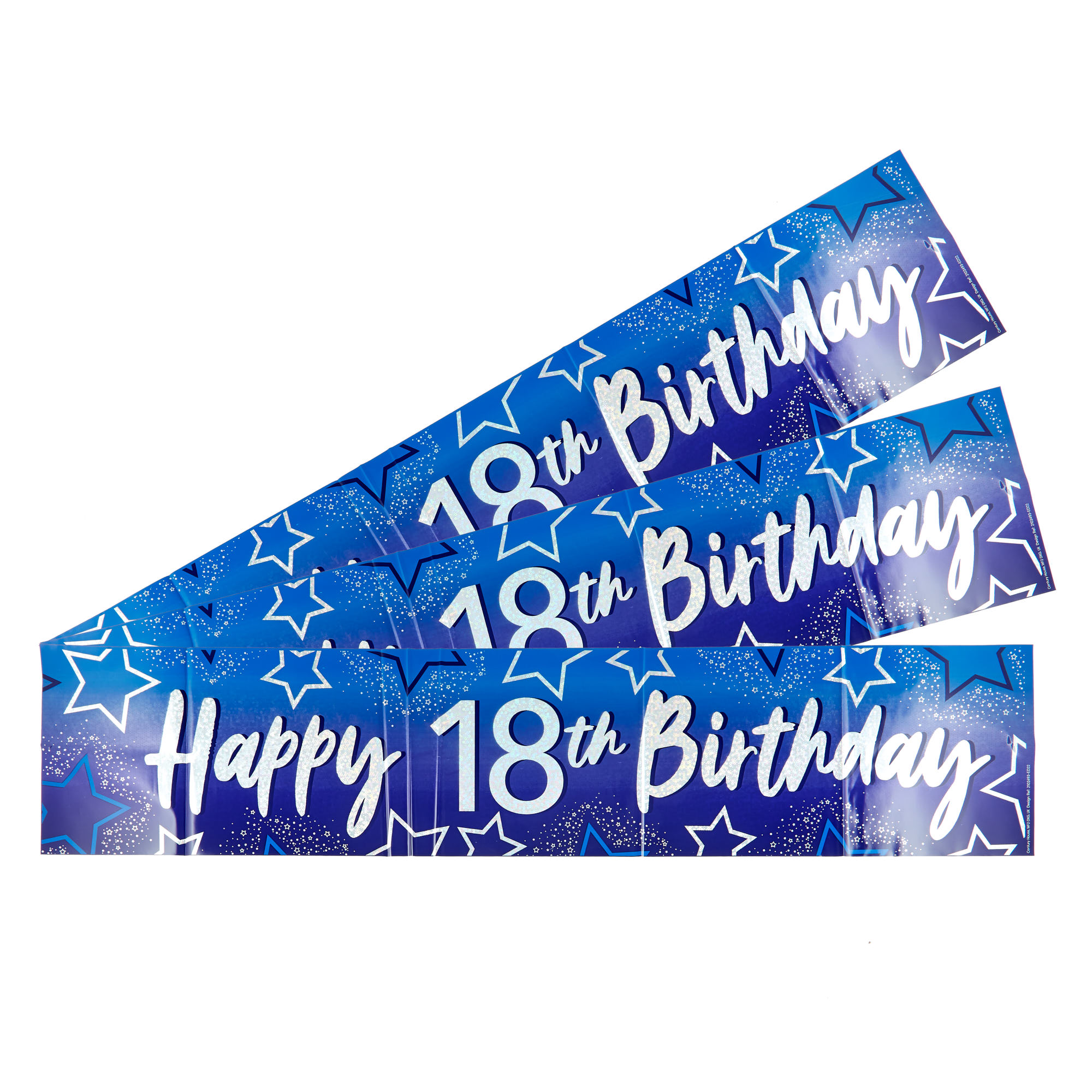 Blue Happy 18th Birthday Banners - Pack of 3