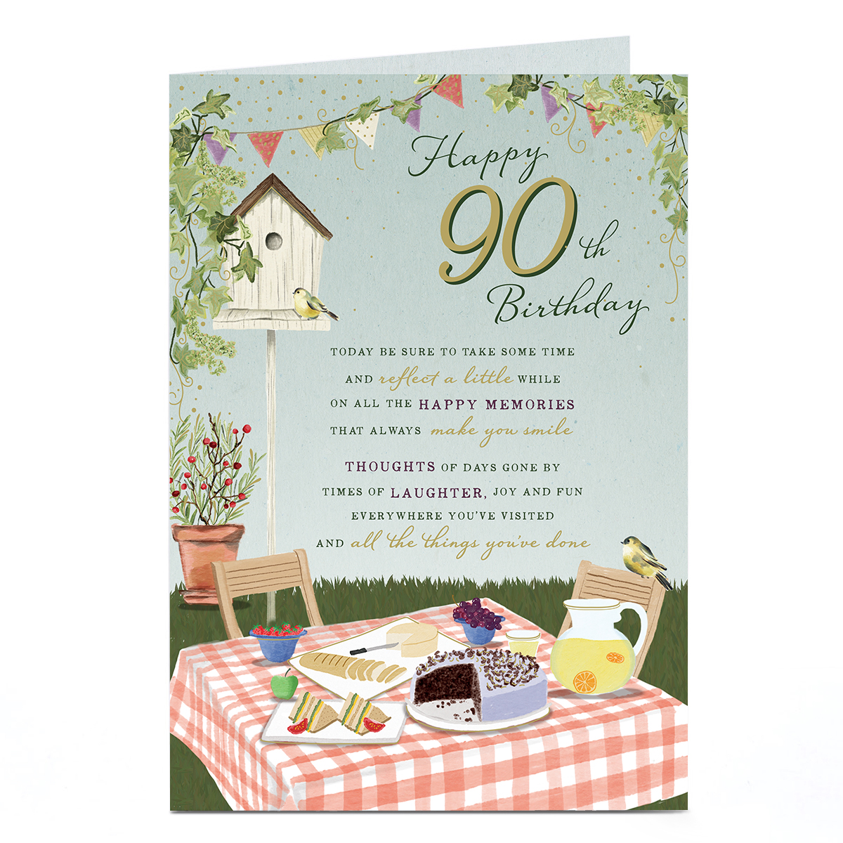 90th Birthday Card - Garden Picnic