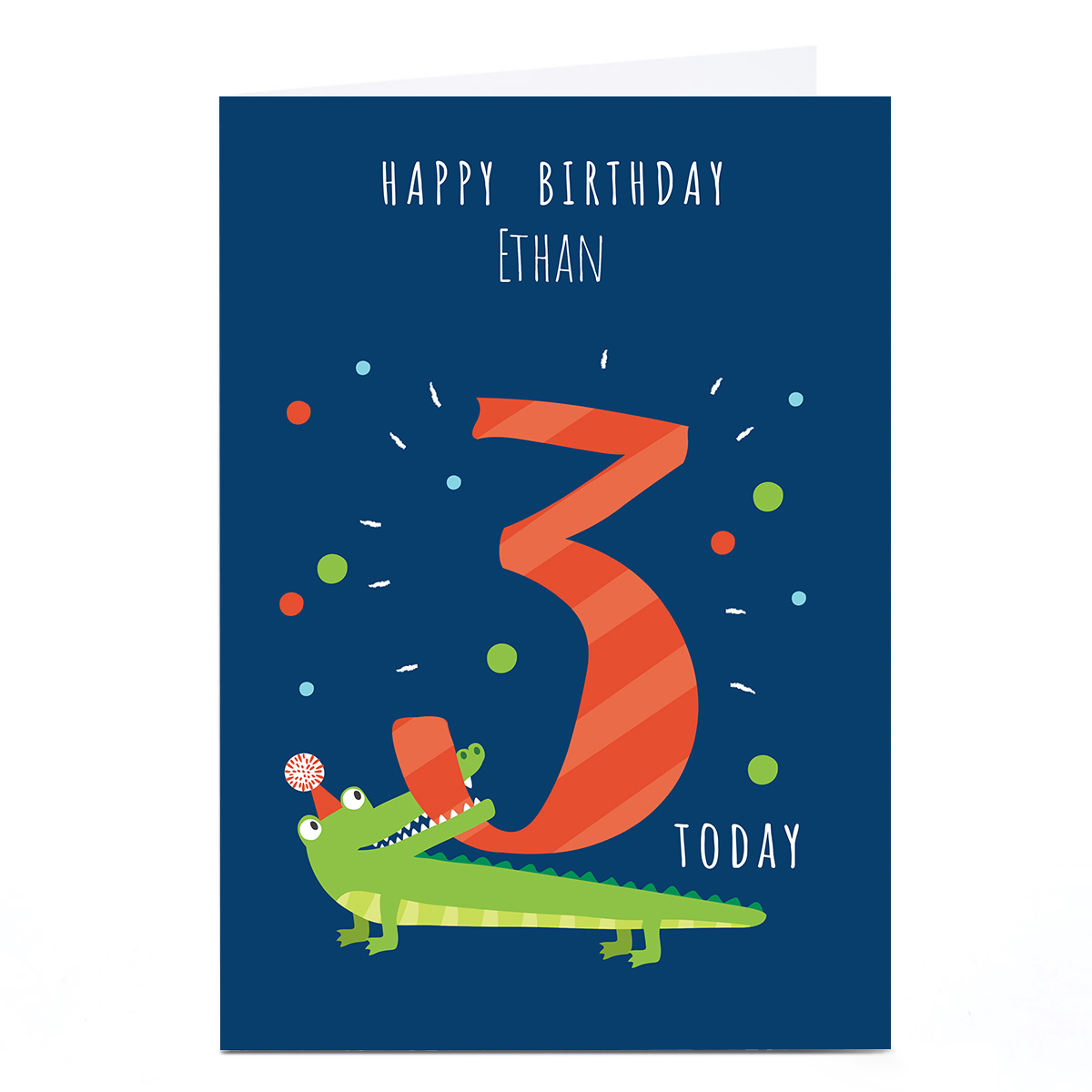 Personalised Klara Hawkins 3rd Birthday Card - Crocodile