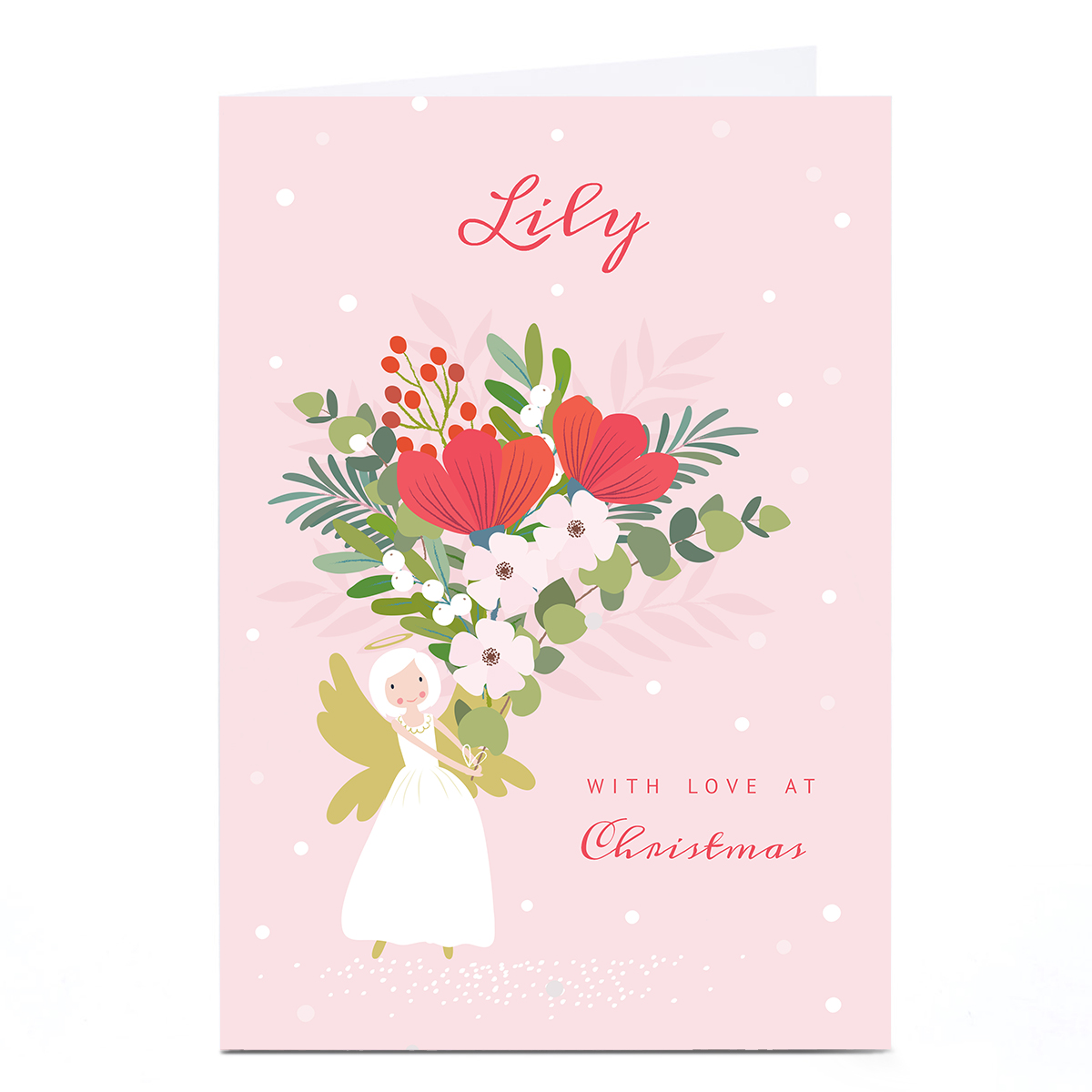 Personalised Klara Hawkins Christmas Card - Angel Flowers