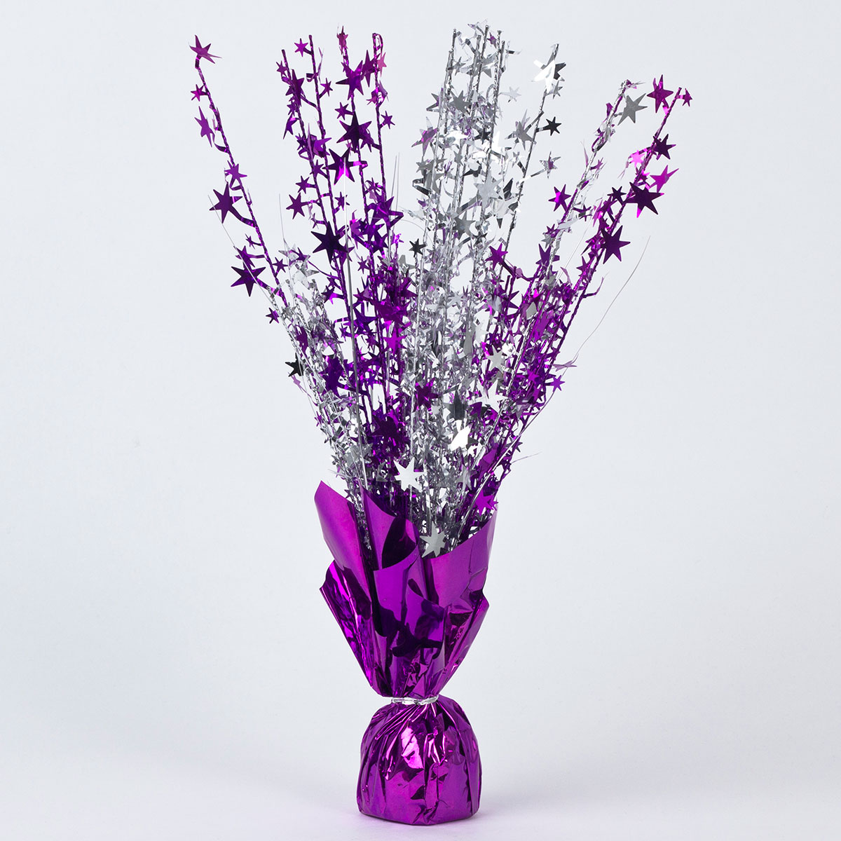 Purple Star Foil Balloon Weight Centrepiece